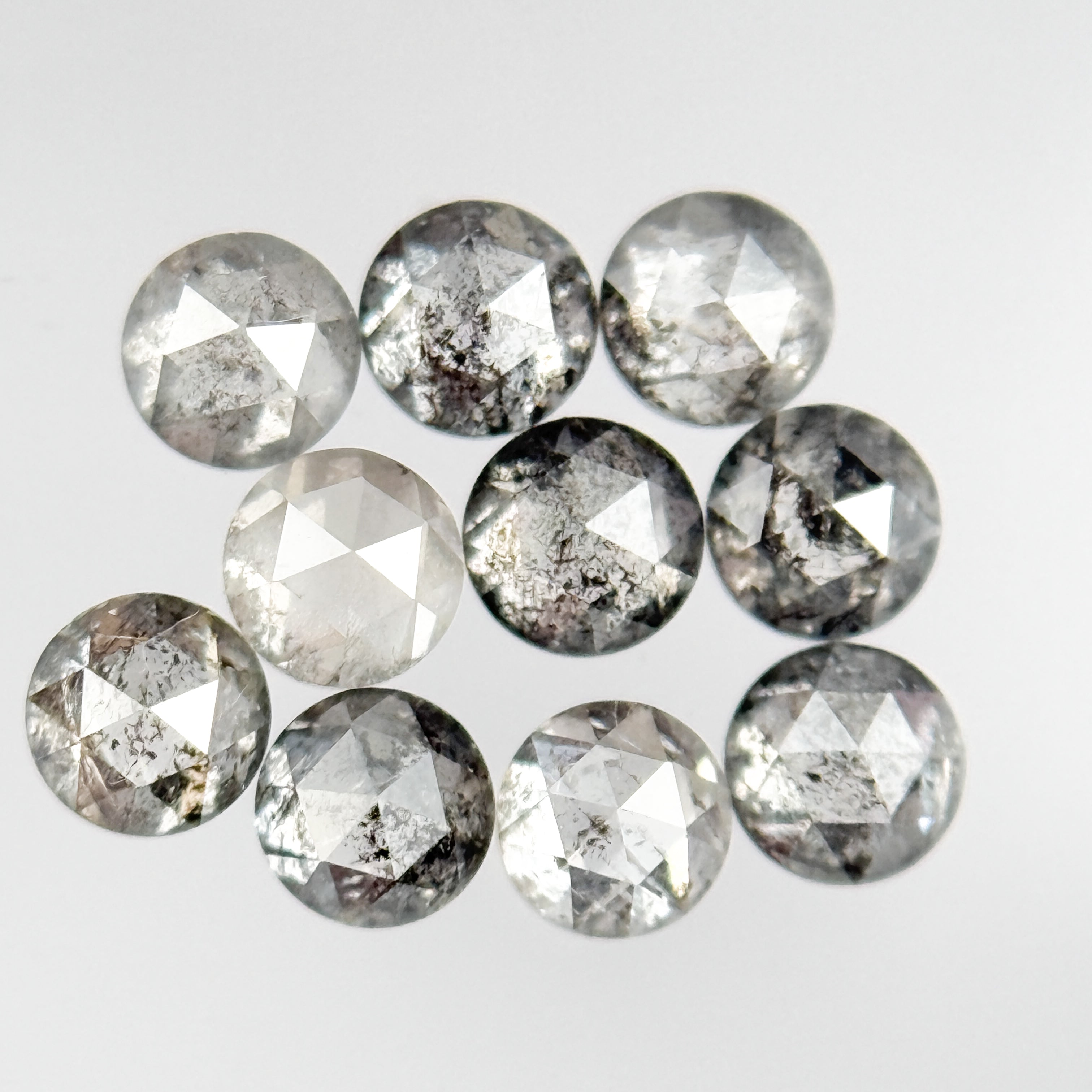 1.10 Ct Round Rose Cut Grey Natural Galaxy Salt and Pepper Diamond
