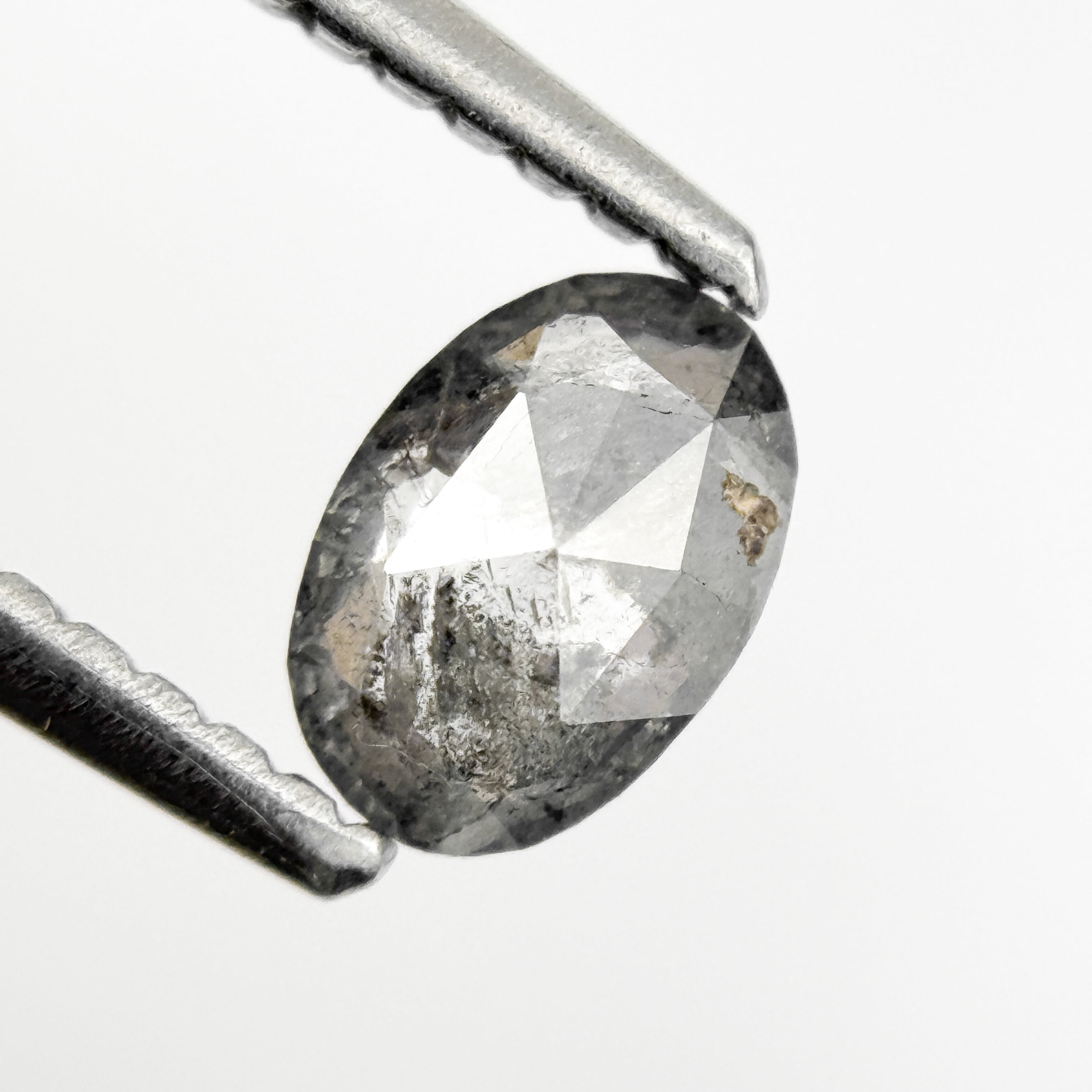 0.41 Ct Oval Rose Cut Grey Natural Salt and Pepper Diamond