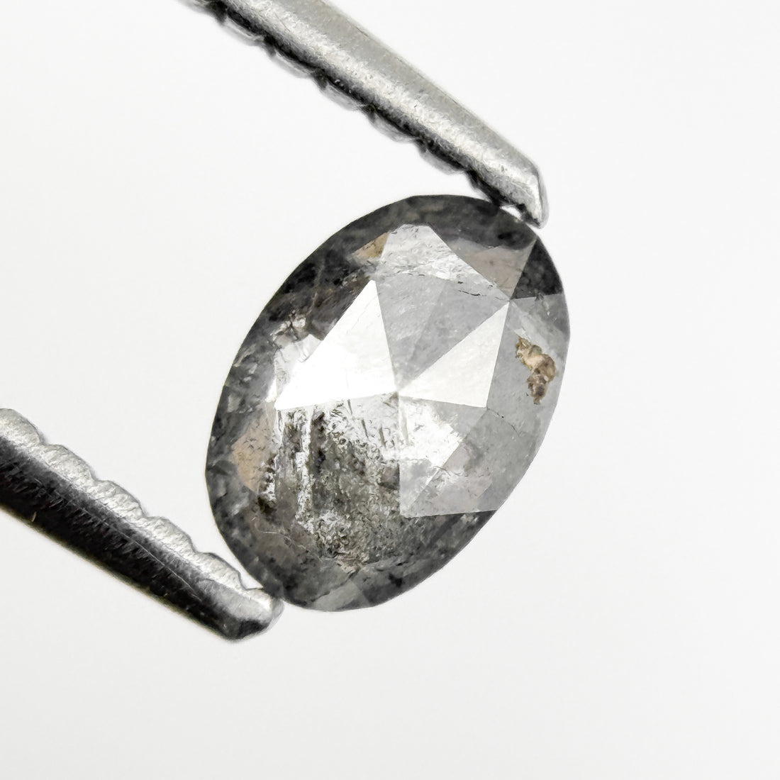 0.41 Ct Oval Rose Cut Grey Natural Salt and Pepper Diamond