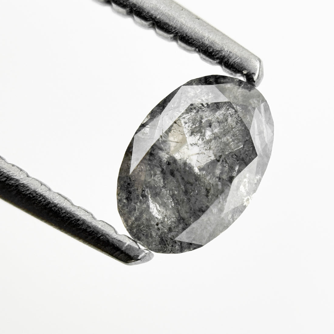 0.41 Ct Oval Rose Cut Grey Natural Salt and Pepper Diamond