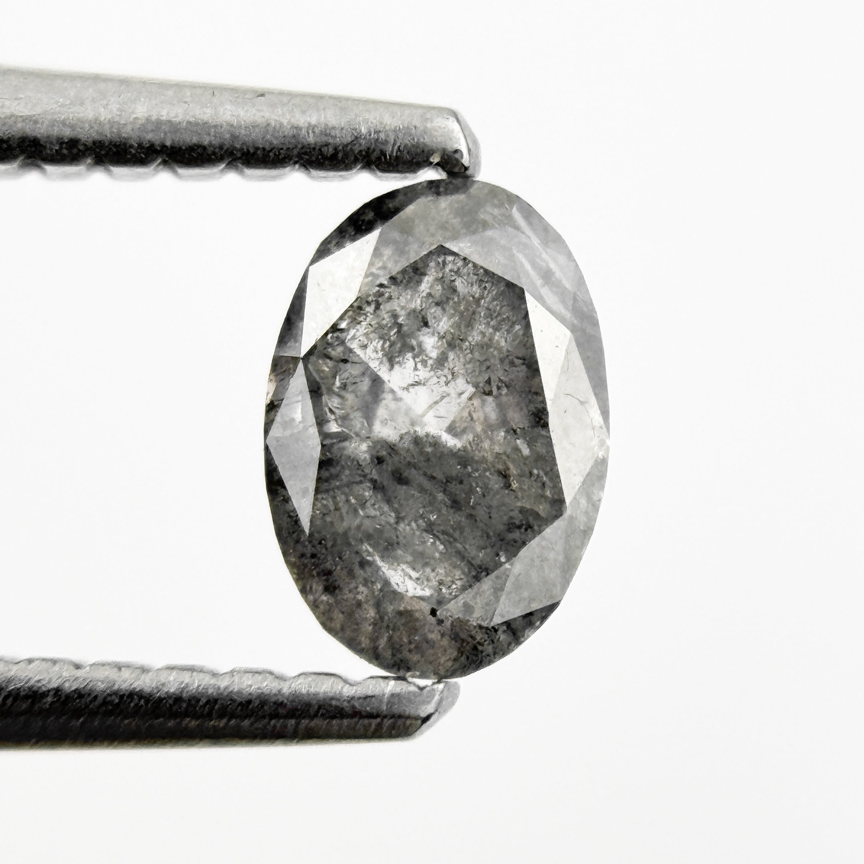 0.41 Ct Oval Rose Cut Grey Natural Salt and Pepper Diamond