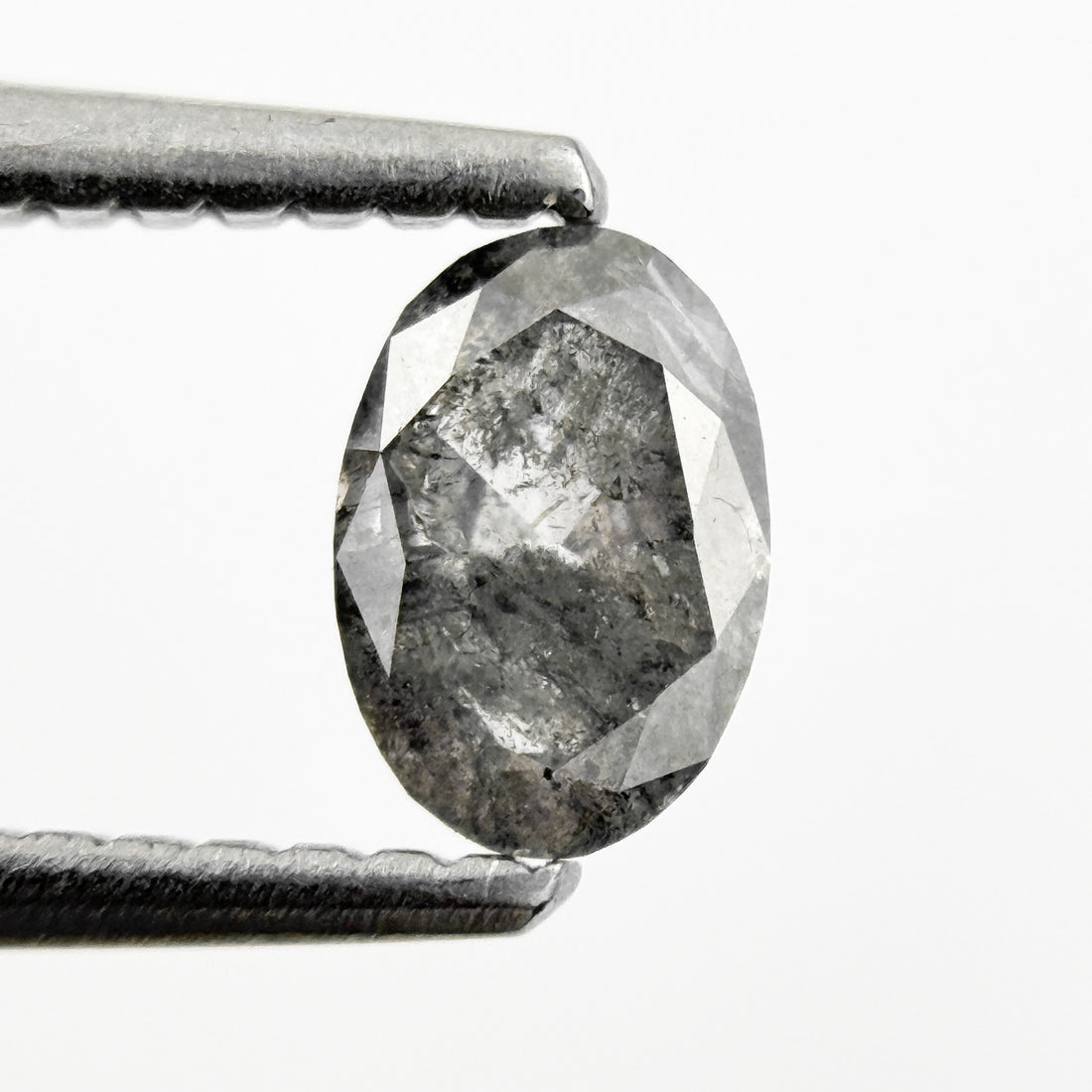 0.41 Ct Oval Rose Cut Grey Natural Salt and Pepper Diamond