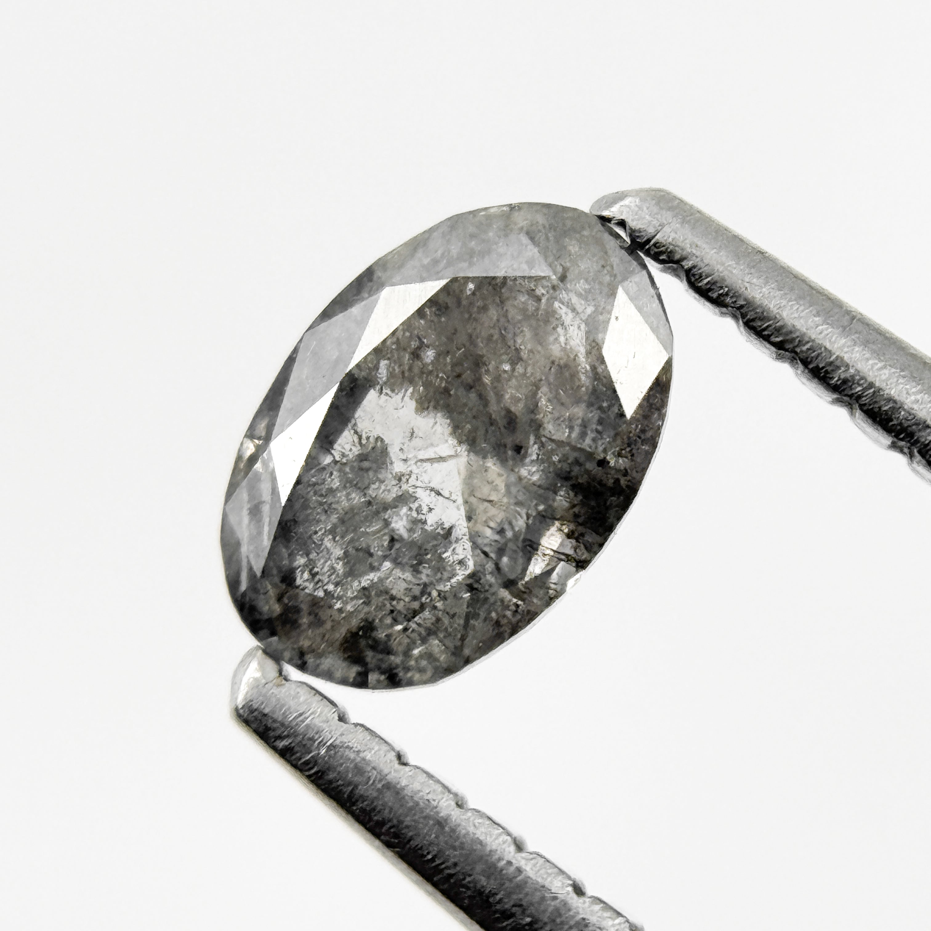 0.41 Ct Oval Rose Cut Grey Natural Salt and Pepper Diamond