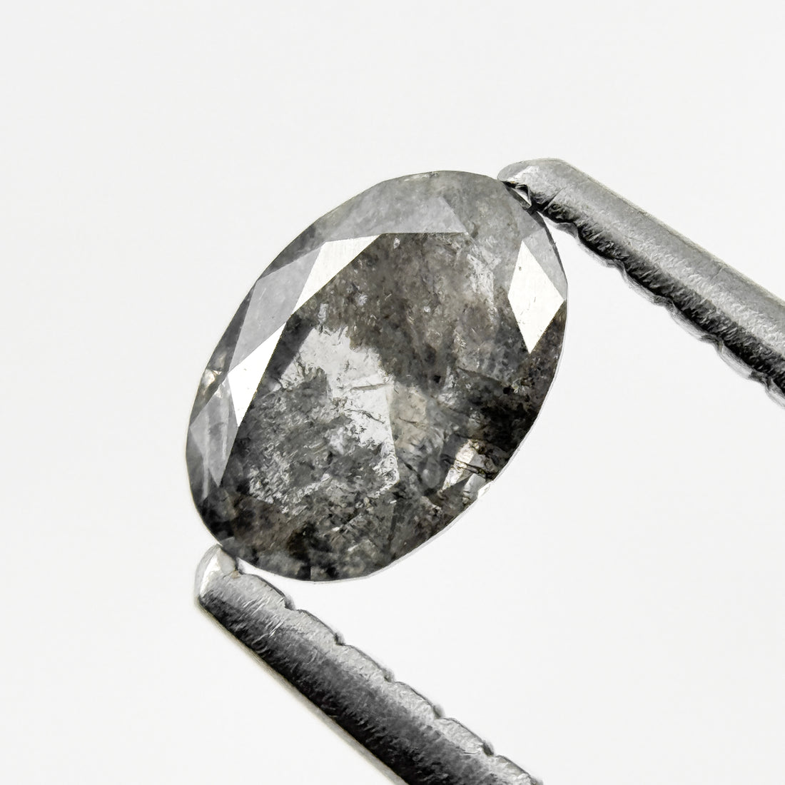 0.41 Ct Oval Rose Cut Grey Natural Salt and Pepper Diamond