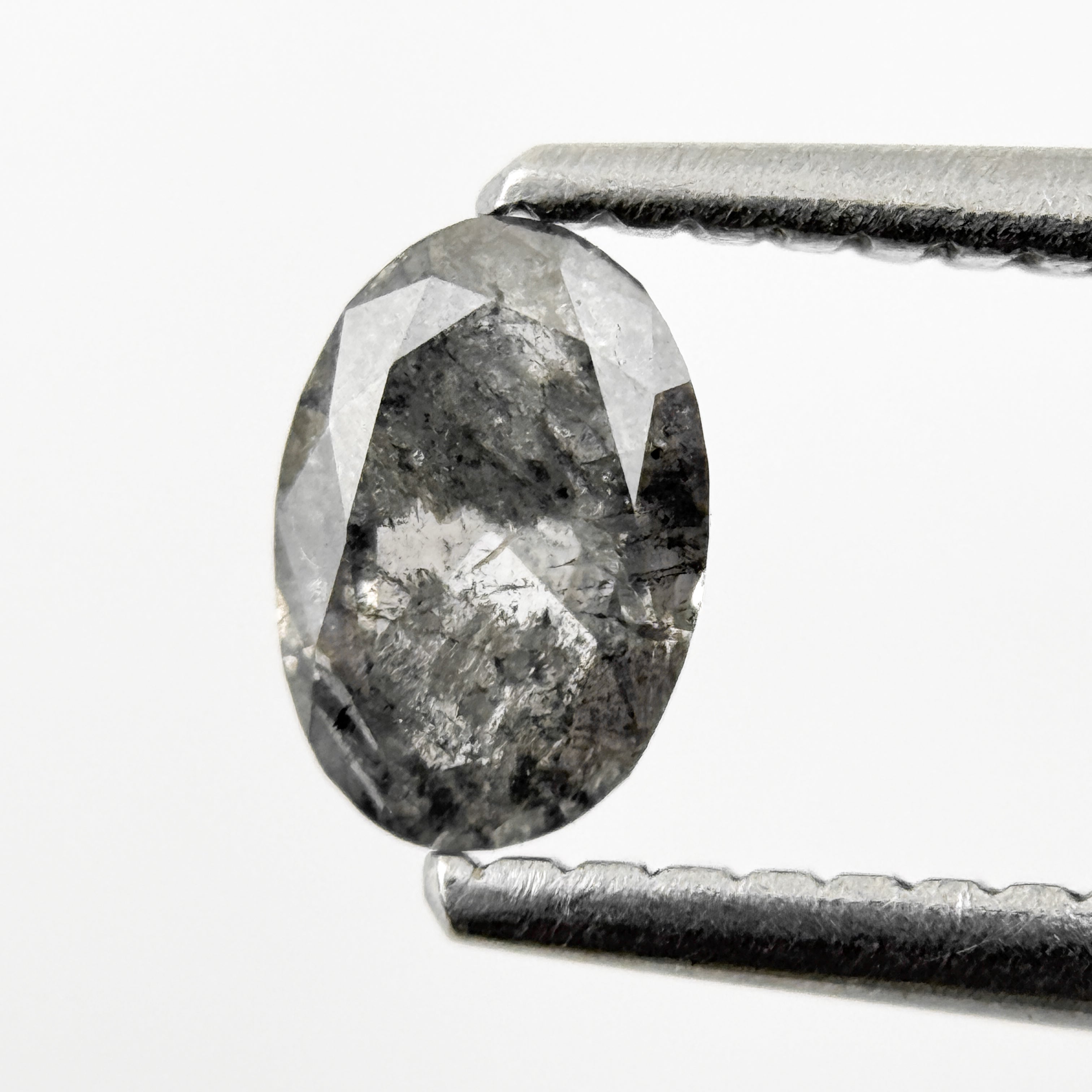 0.41 Ct Oval Rose Cut Grey Natural Salt and Pepper Diamond