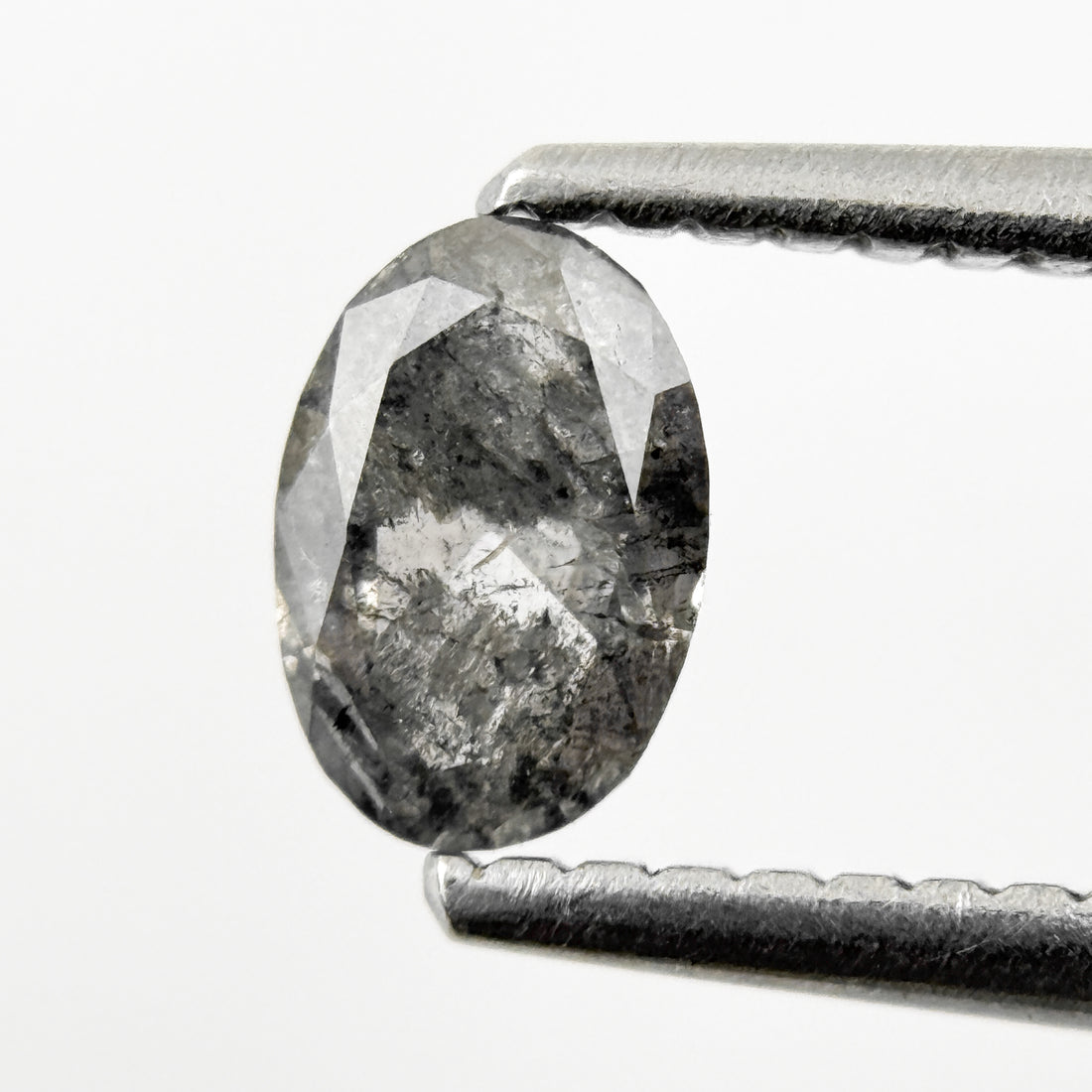 0.41 Ct Oval Rose Cut Grey Natural Salt and Pepper Diamond