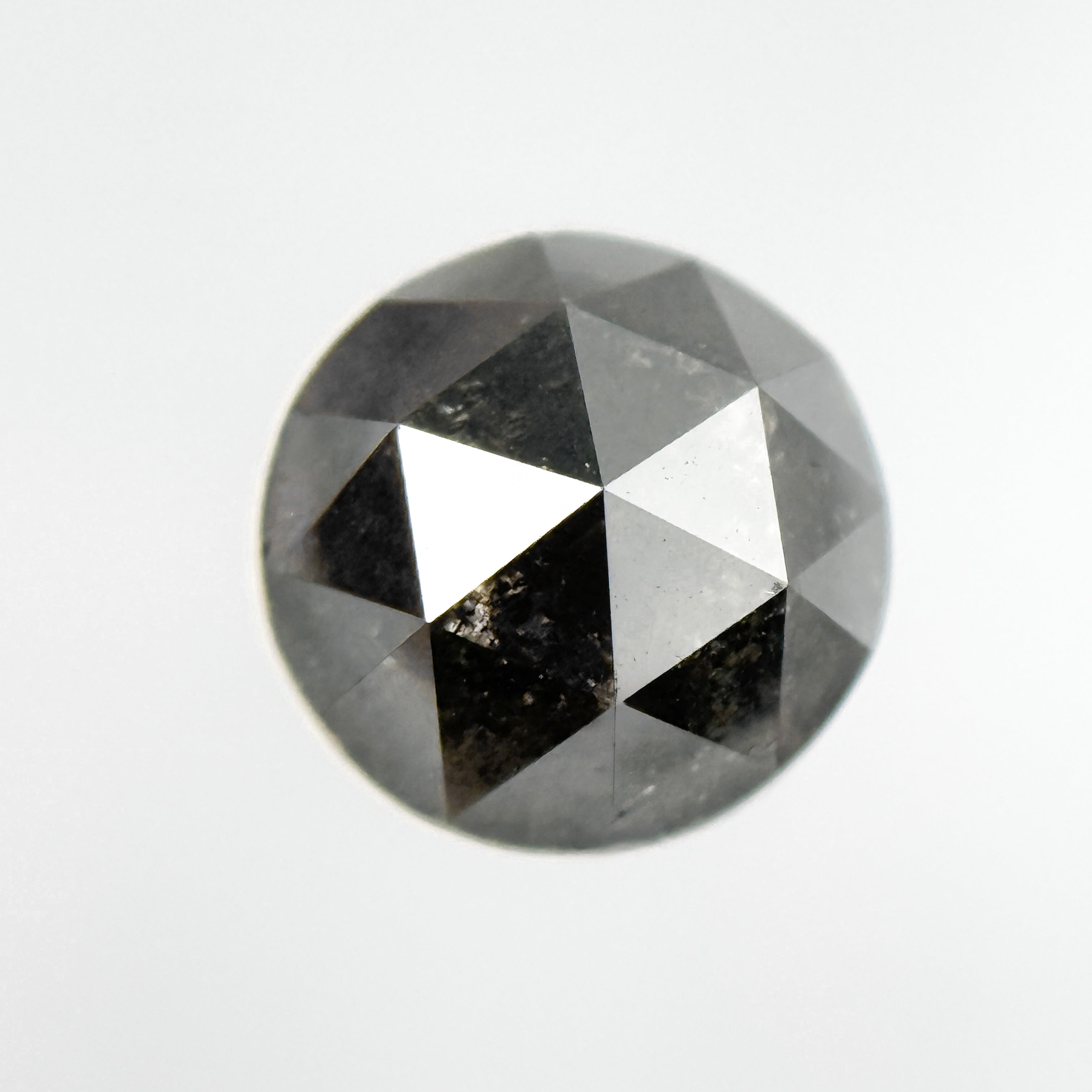 2.04 Ct Round Rose Cut Black Natural Salt and Pepper Diamond