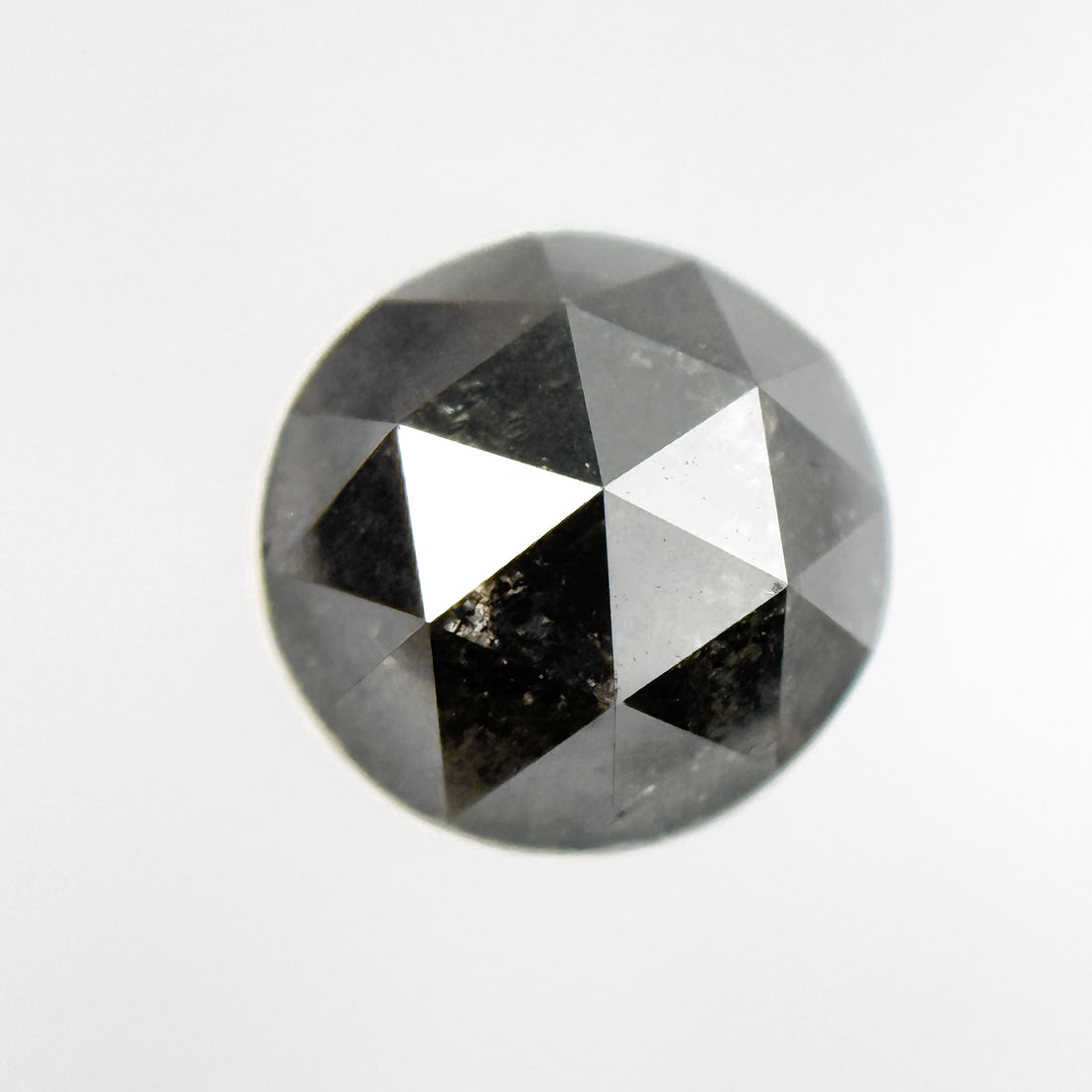 2.04 Ct Round Rose Cut Black Natural Salt and Pepper Diamond