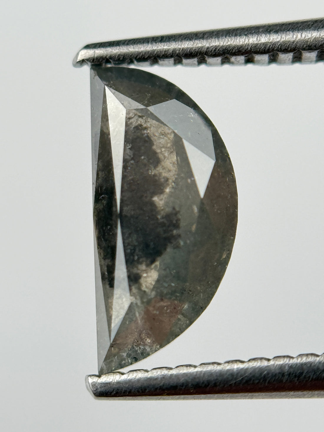 1.33 Ct Half Moon Rose Cut Grey Natural Salt and Pepper Diamond
