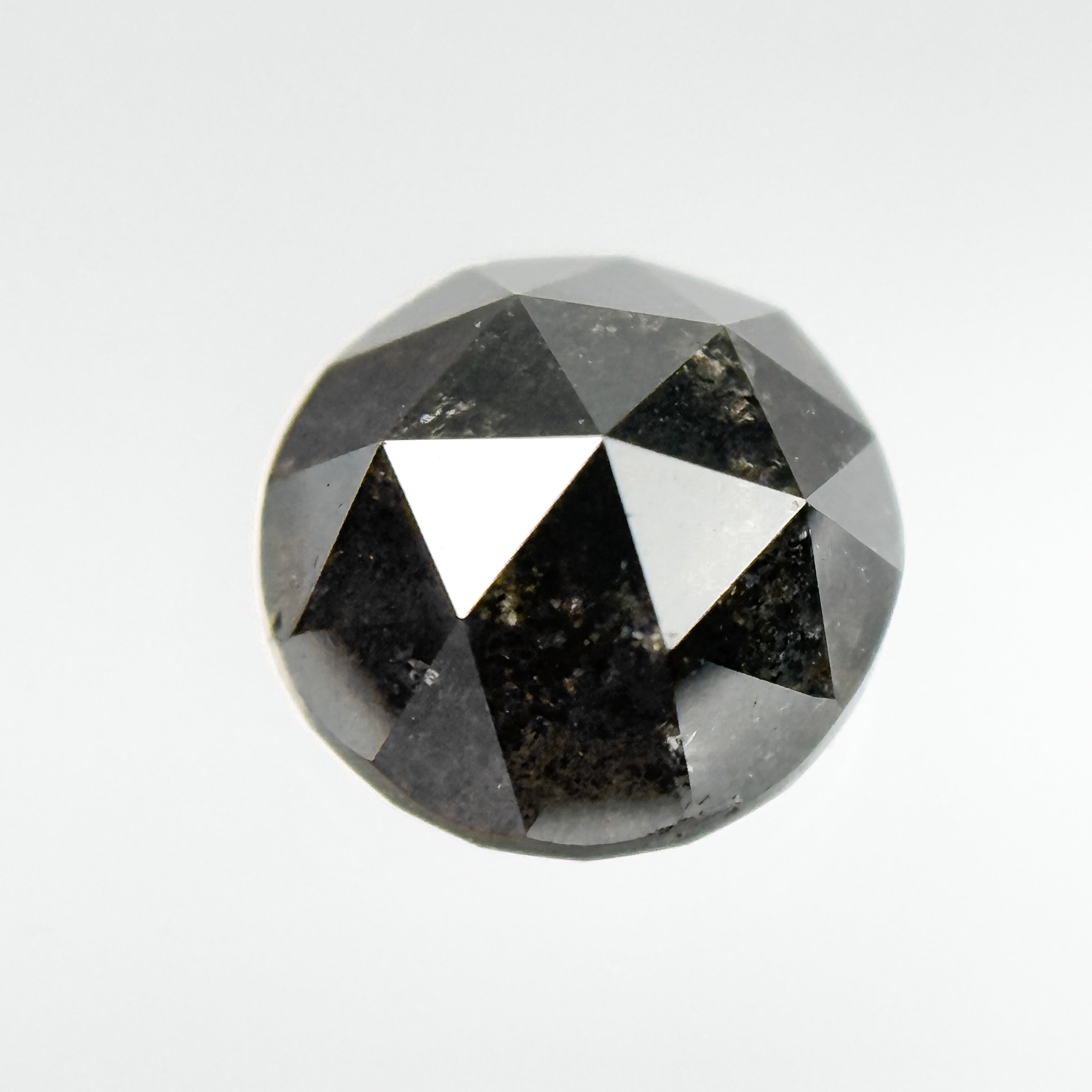 2.04 Ct Round Rose Cut Black Natural Salt and Pepper Diamond