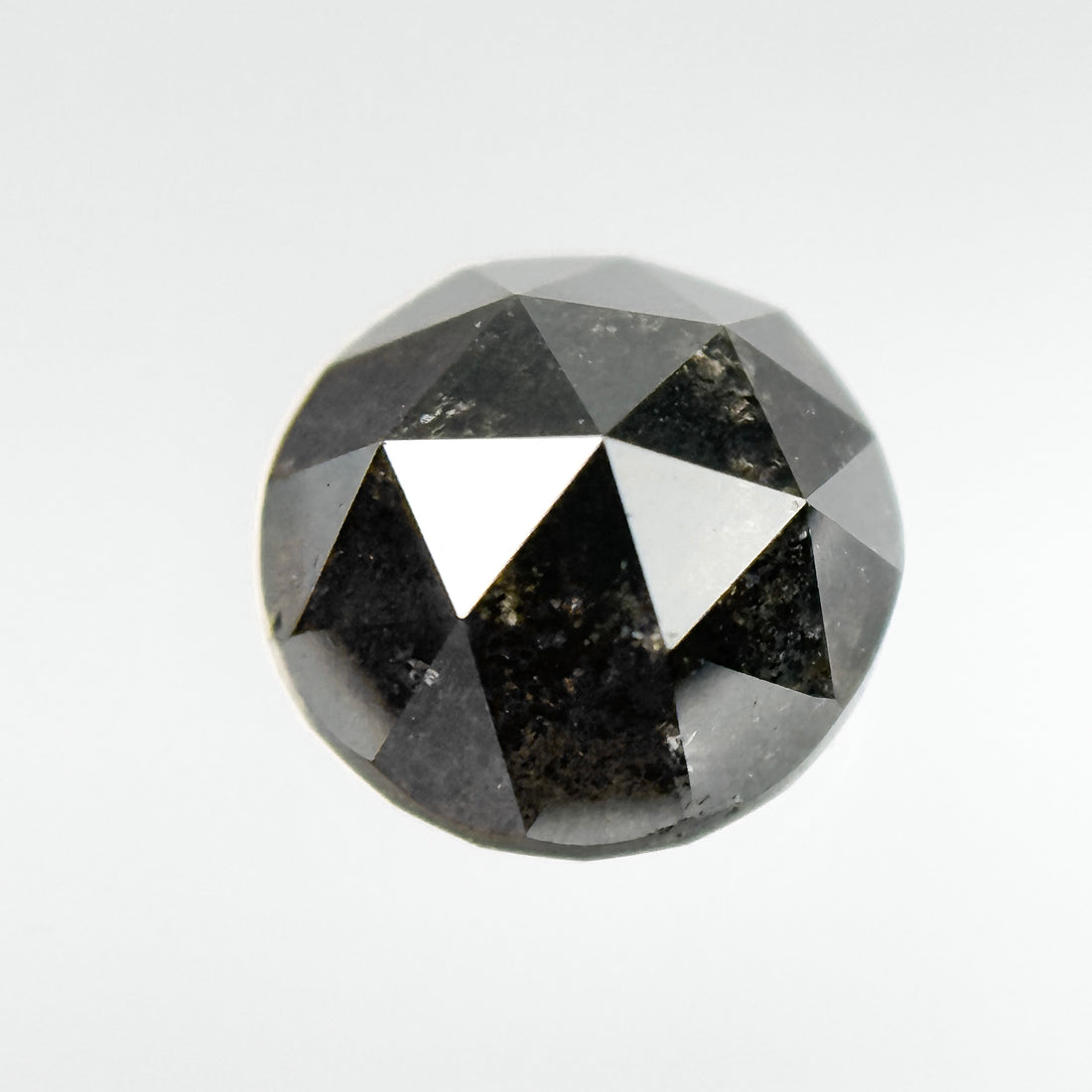 2.04 Ct Round Rose Cut Black Natural Salt and Pepper Diamond