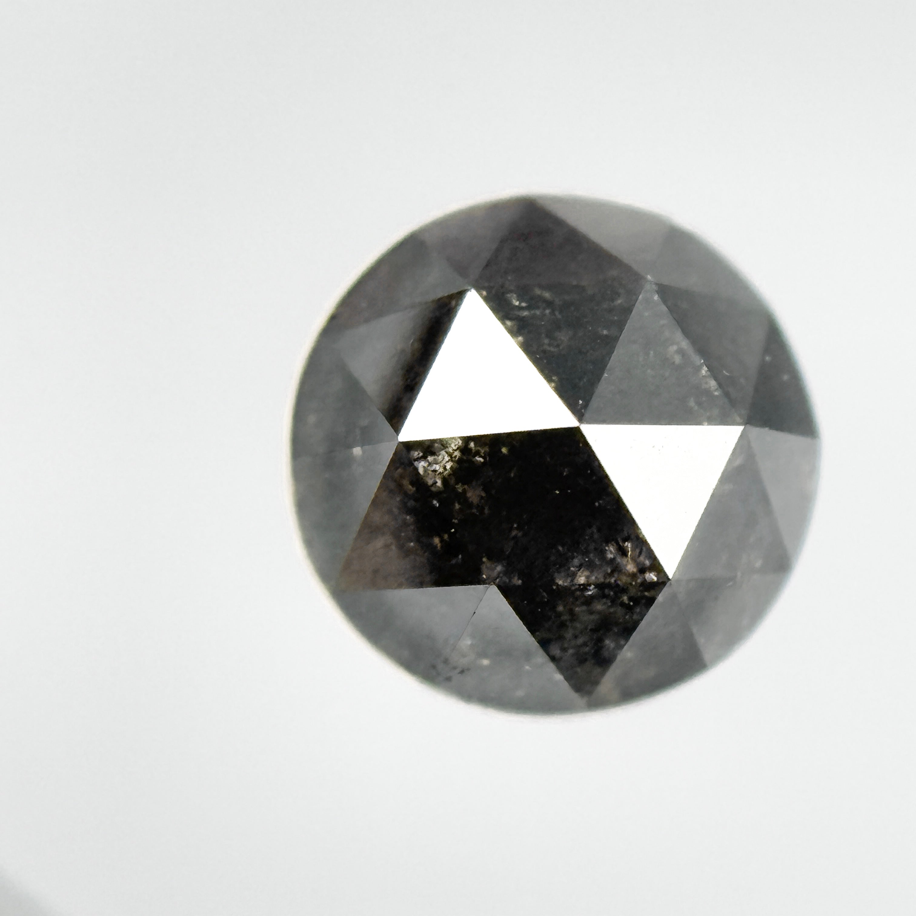 2.04 Ct Round Rose Cut Black Natural Salt and Pepper Diamond