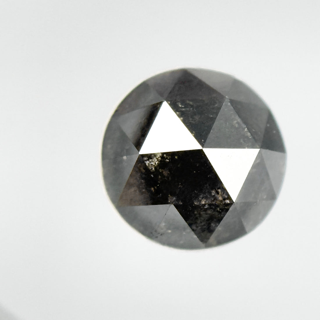 2.04 Ct Round Rose Cut Black Natural Salt and Pepper Diamond
