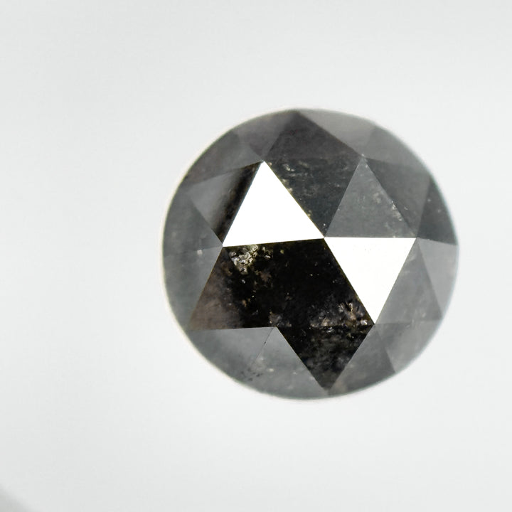 2.04 Ct Round Rose Cut Black Natural Salt and Pepper Diamond