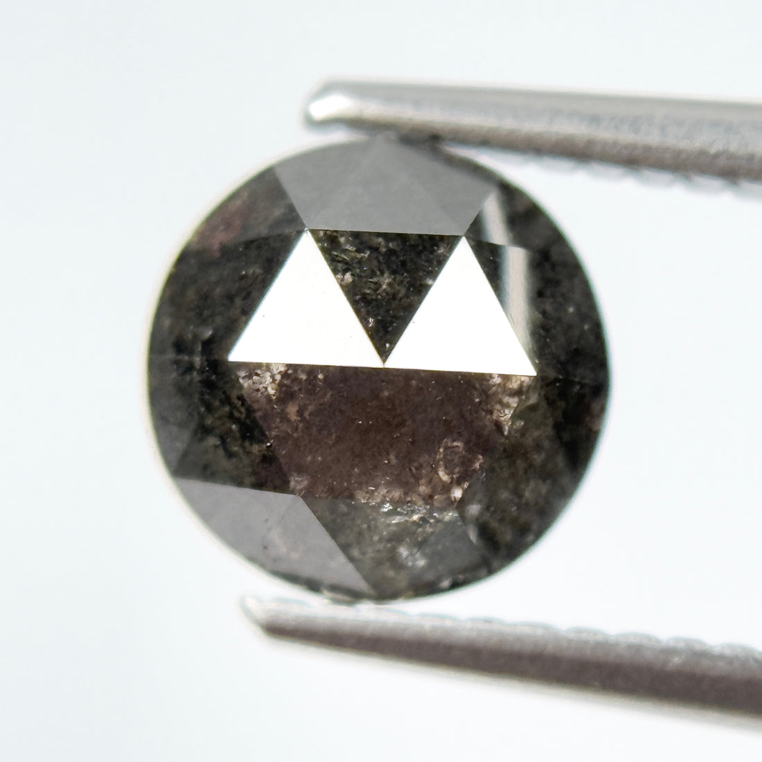 2.04 Ct Round Rose Cut Black Natural Salt and Pepper Diamond