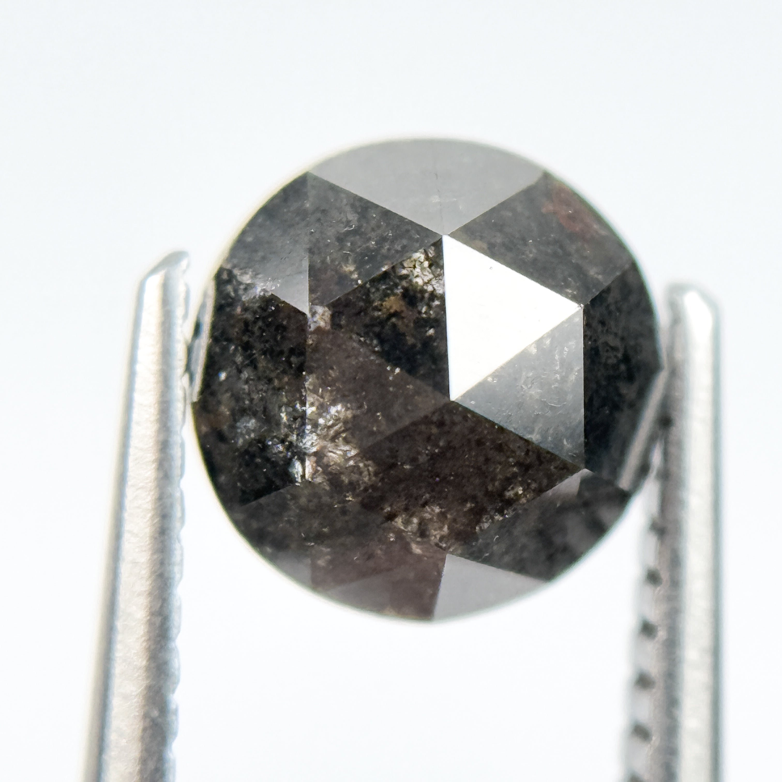 2.04 Ct Round Rose Cut Black Natural Salt and Pepper Diamond