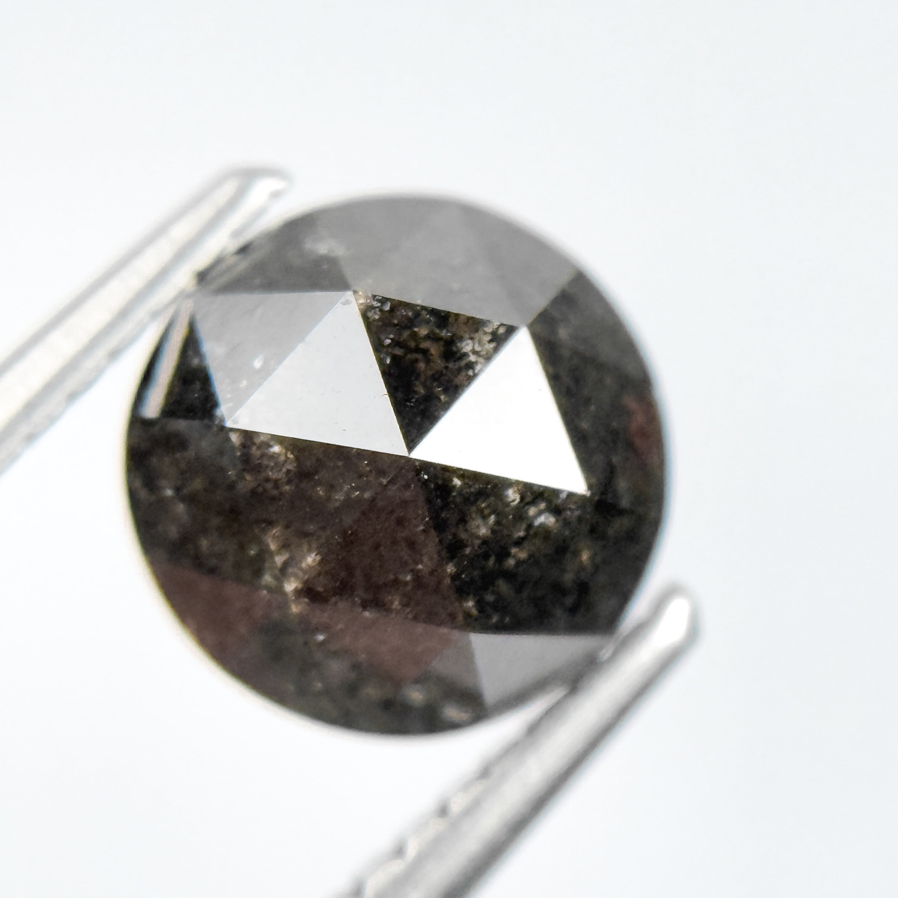2.04 Ct Round Rose Cut Black Natural Salt and Pepper Diamond