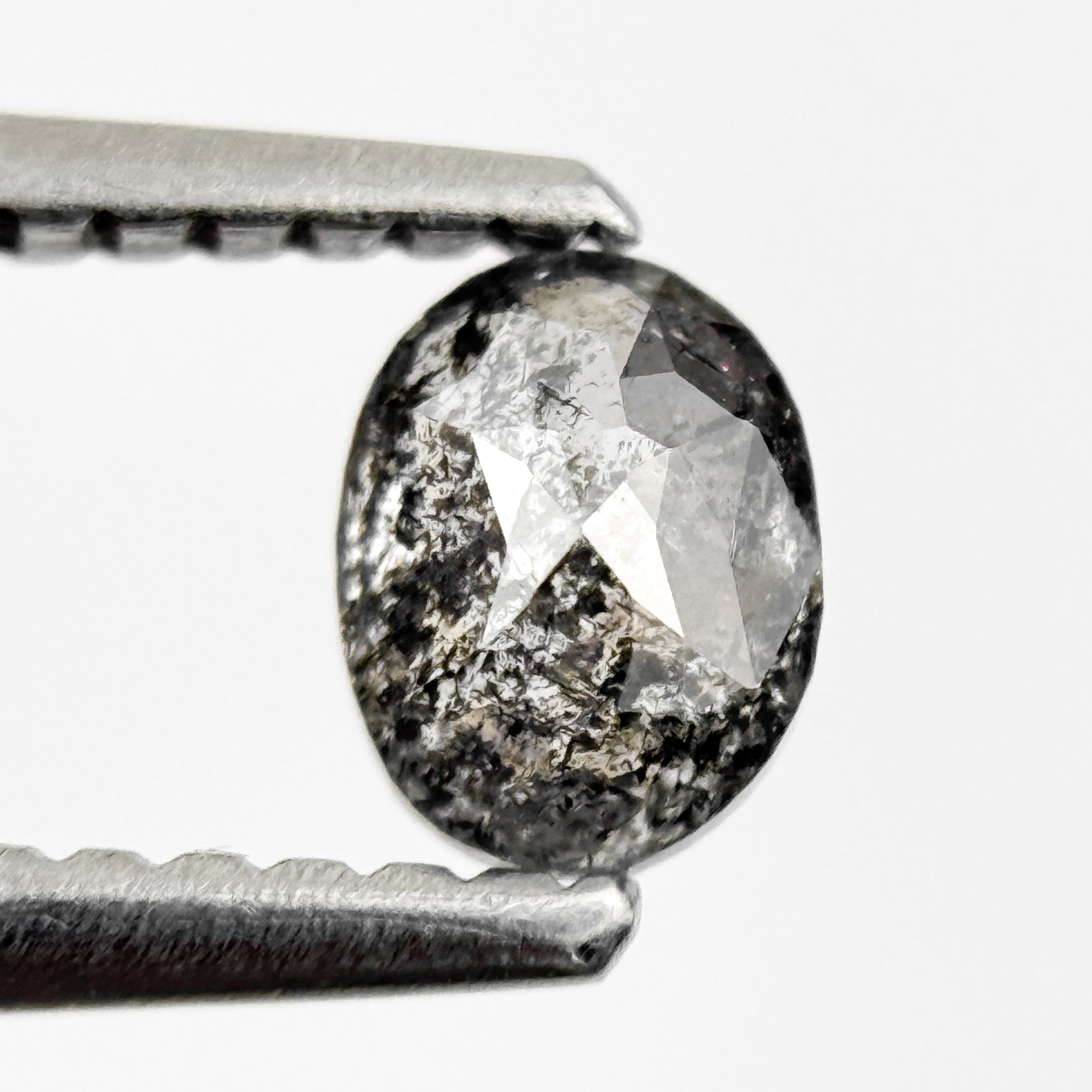 0.44 Ct Oval Rose Cut Grey Natural Salt and Pepper Diamond