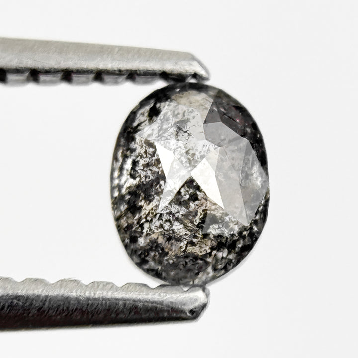 0.44 Ct Oval Rose Cut Grey Natural Salt and Pepper Diamond