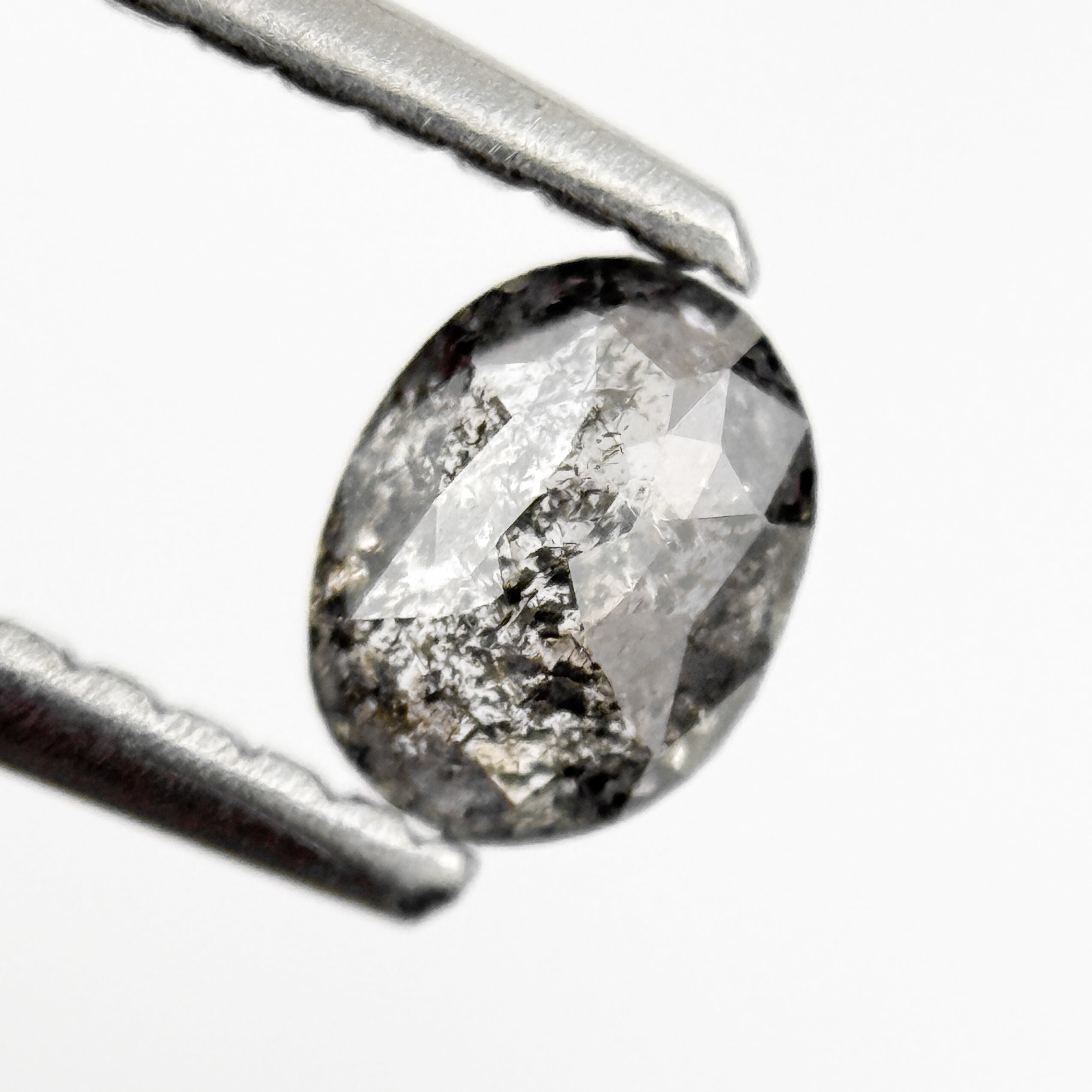 0.44 Ct Oval Rose Cut Grey Natural Salt and Pepper Diamond