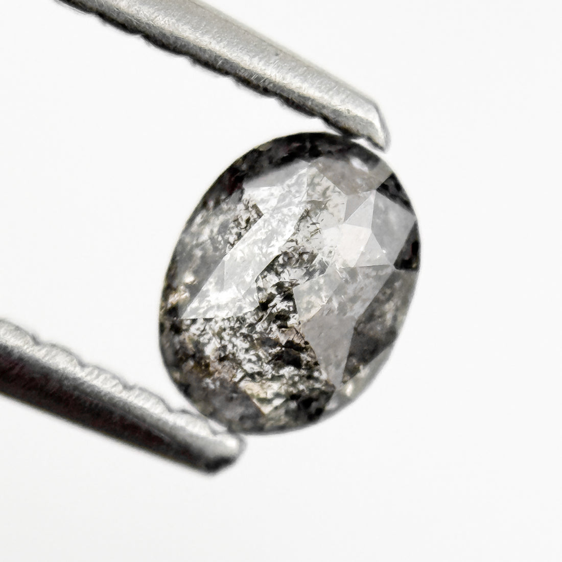 0.44 Ct Oval Rose Cut Grey Natural Salt and Pepper Diamond