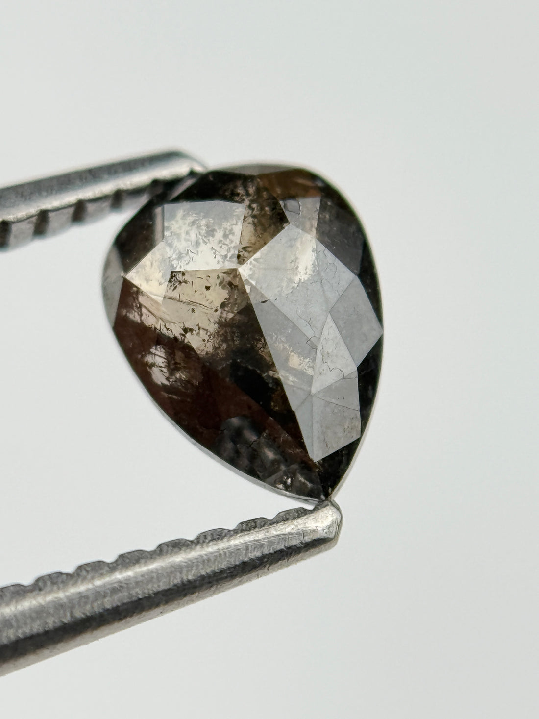 0.36 Ct Pear Rose Cut Black Natural Salt and Pepper Diamond