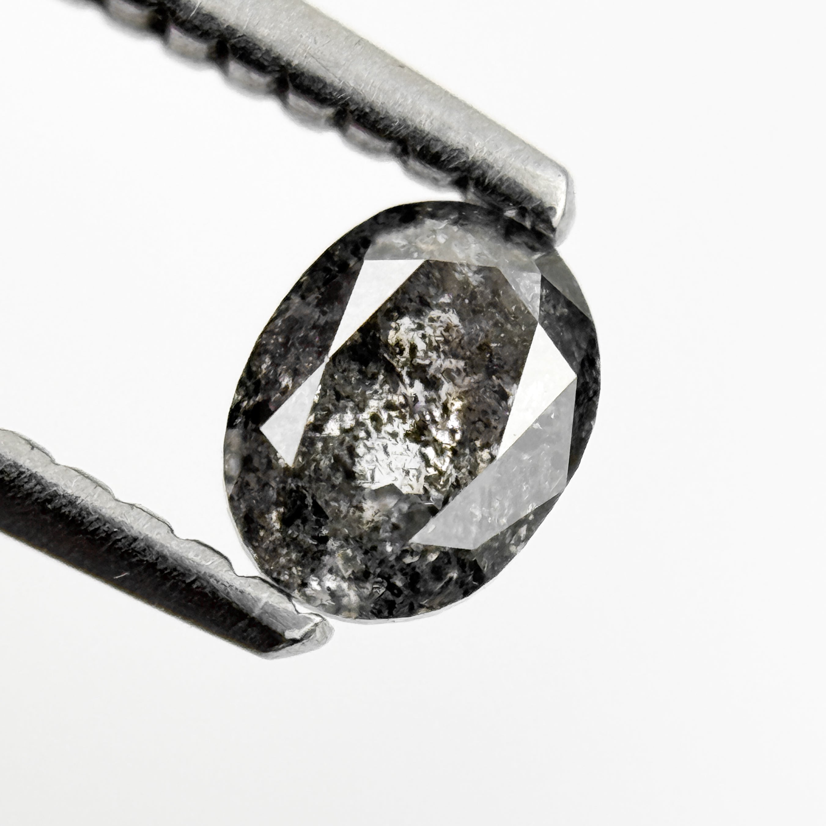 0.44 Ct Oval Rose Cut Grey Natural Salt and Pepper Diamond