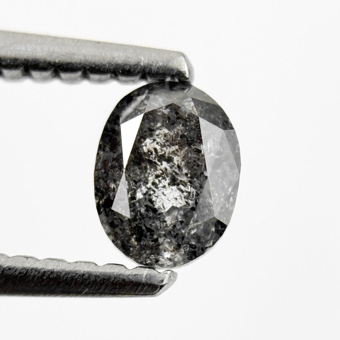 0.44 Ct Oval Rose Cut Grey Natural Salt and Pepper Diamond
