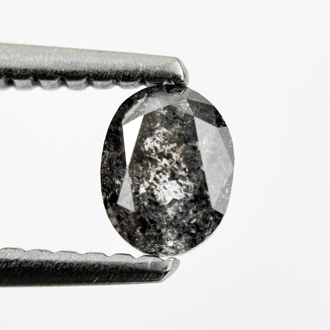 0.44 Ct Oval Rose Cut Grey Natural Salt and Pepper Diamond