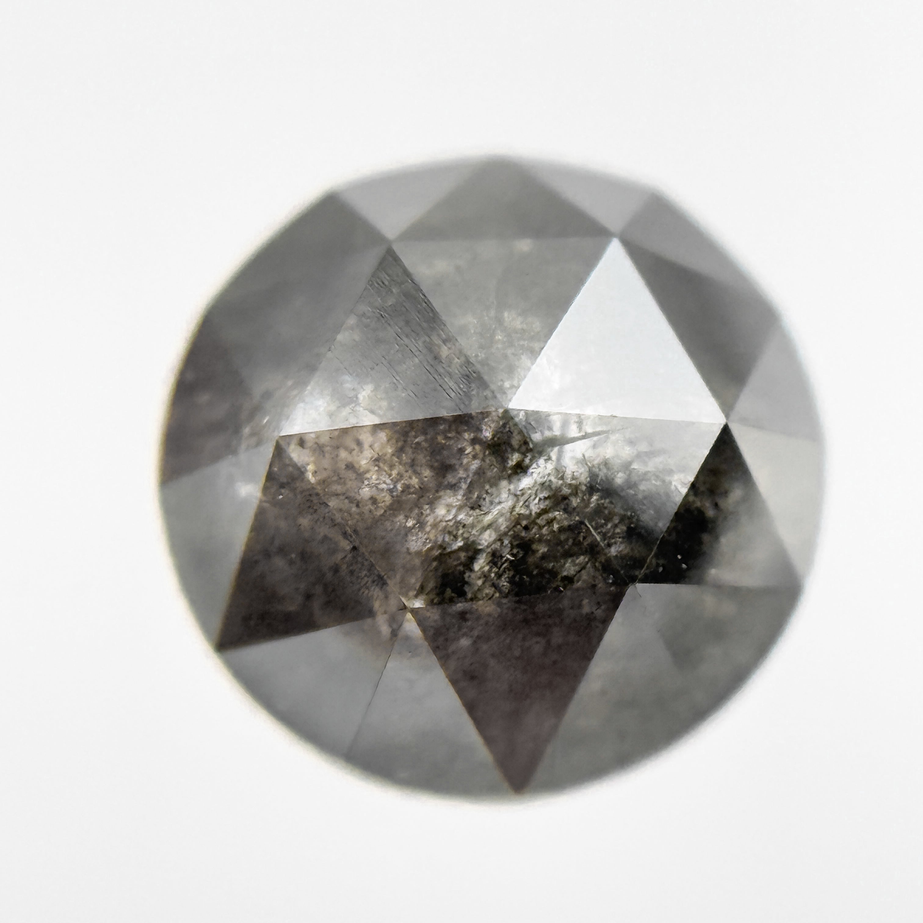 2.10 Ct Round Rose Cut Grey Natural Salt and Pepper Diamond
