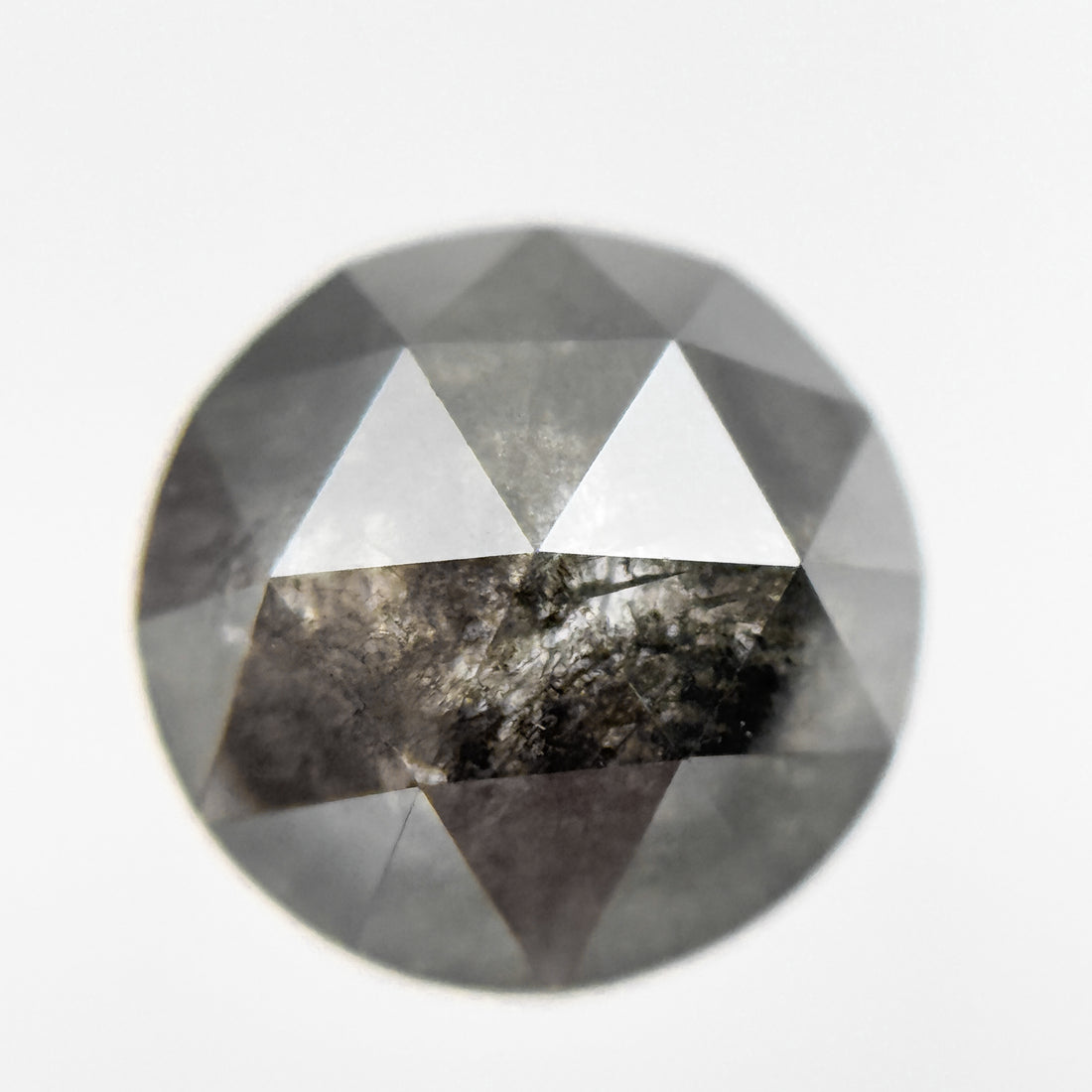 2.10 Ct Round Rose Cut Grey Natural Salt and Pepper Diamond