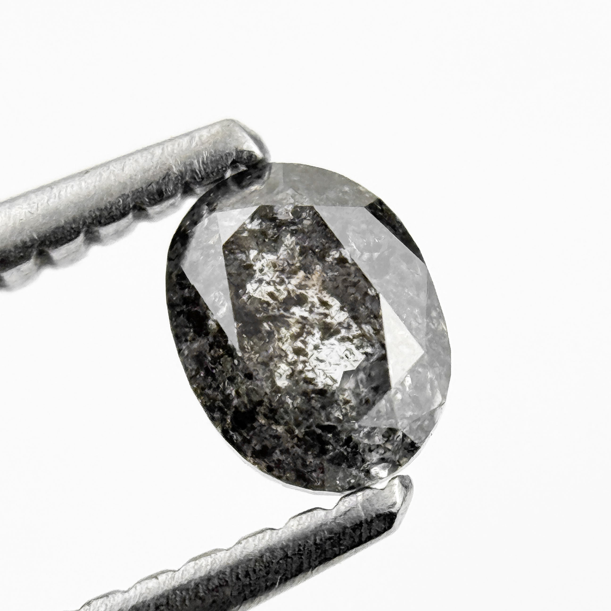 0.44 Ct Oval Rose Cut Grey Natural Salt and Pepper Diamond