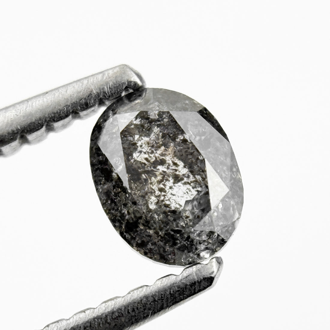 0.44 Ct Oval Rose Cut Grey Natural Salt and Pepper Diamond
