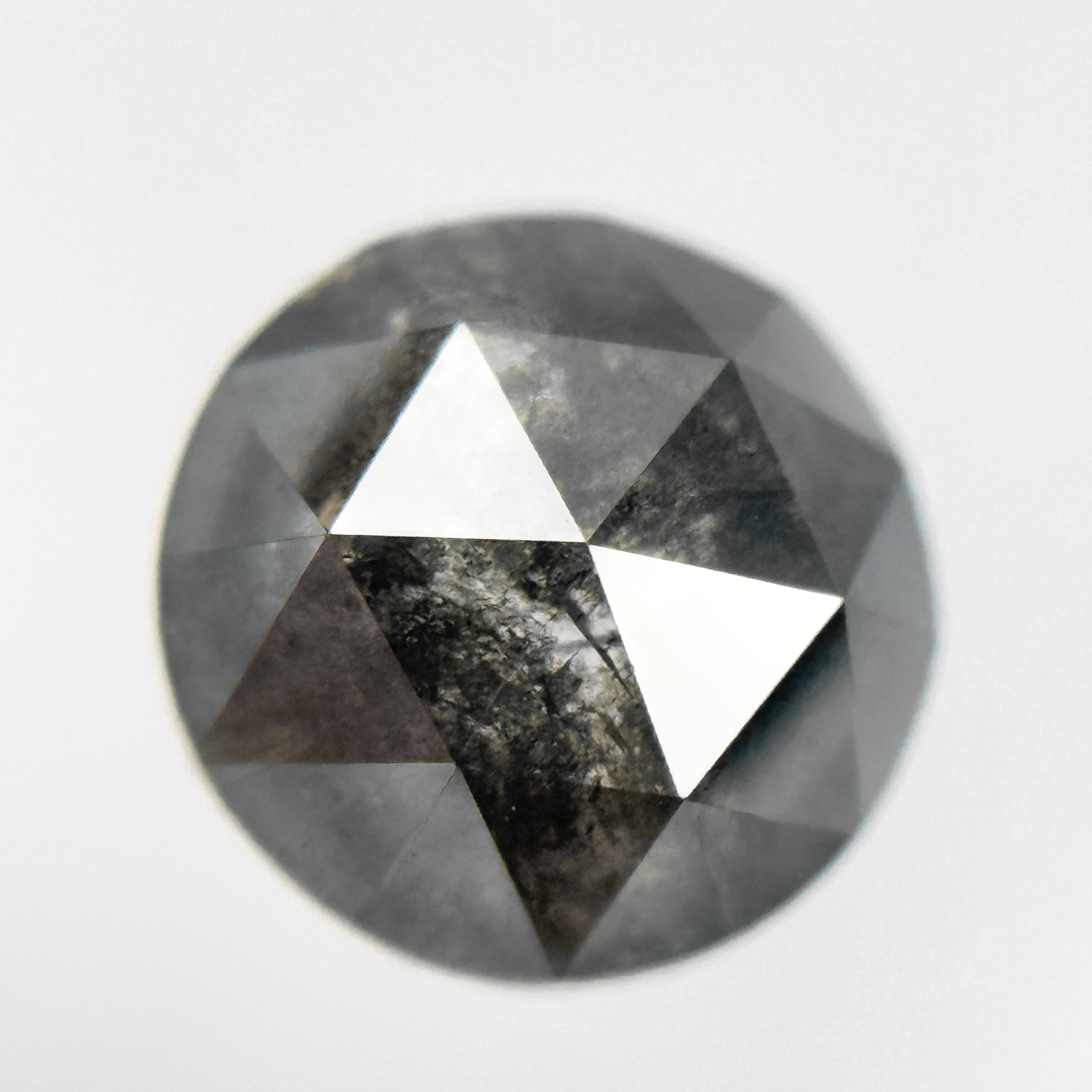 2.10 Ct Round Rose Cut Grey Natural Salt and Pepper Diamond