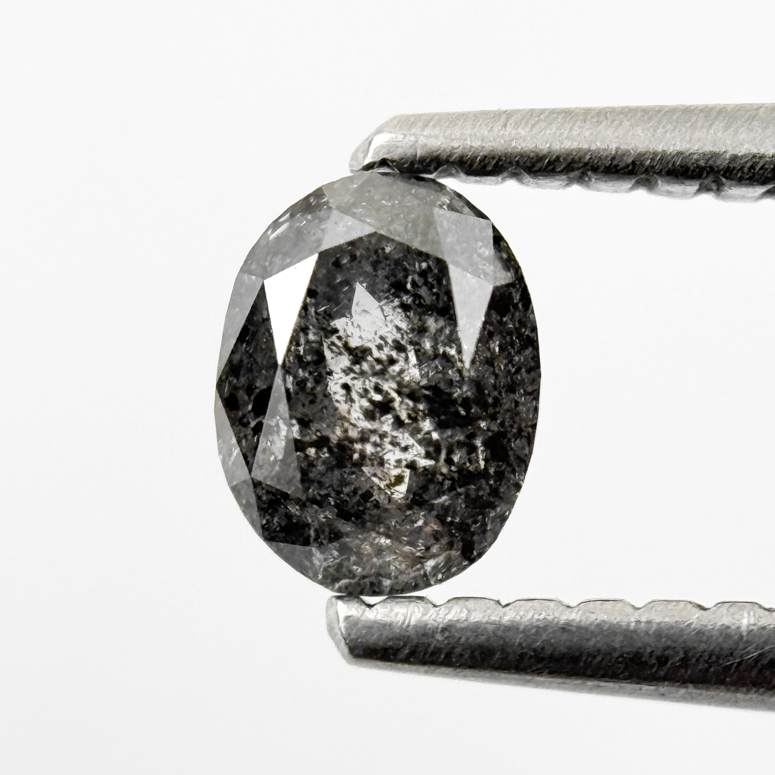0.44 Ct Oval Rose Cut Grey Natural Salt and Pepper Diamond