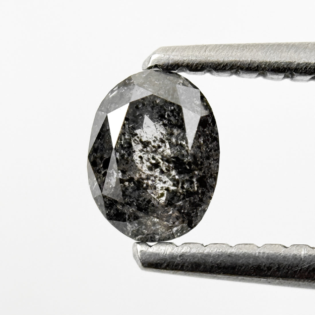 0.44 Ct Oval Rose Cut Grey Natural Salt and Pepper Diamond