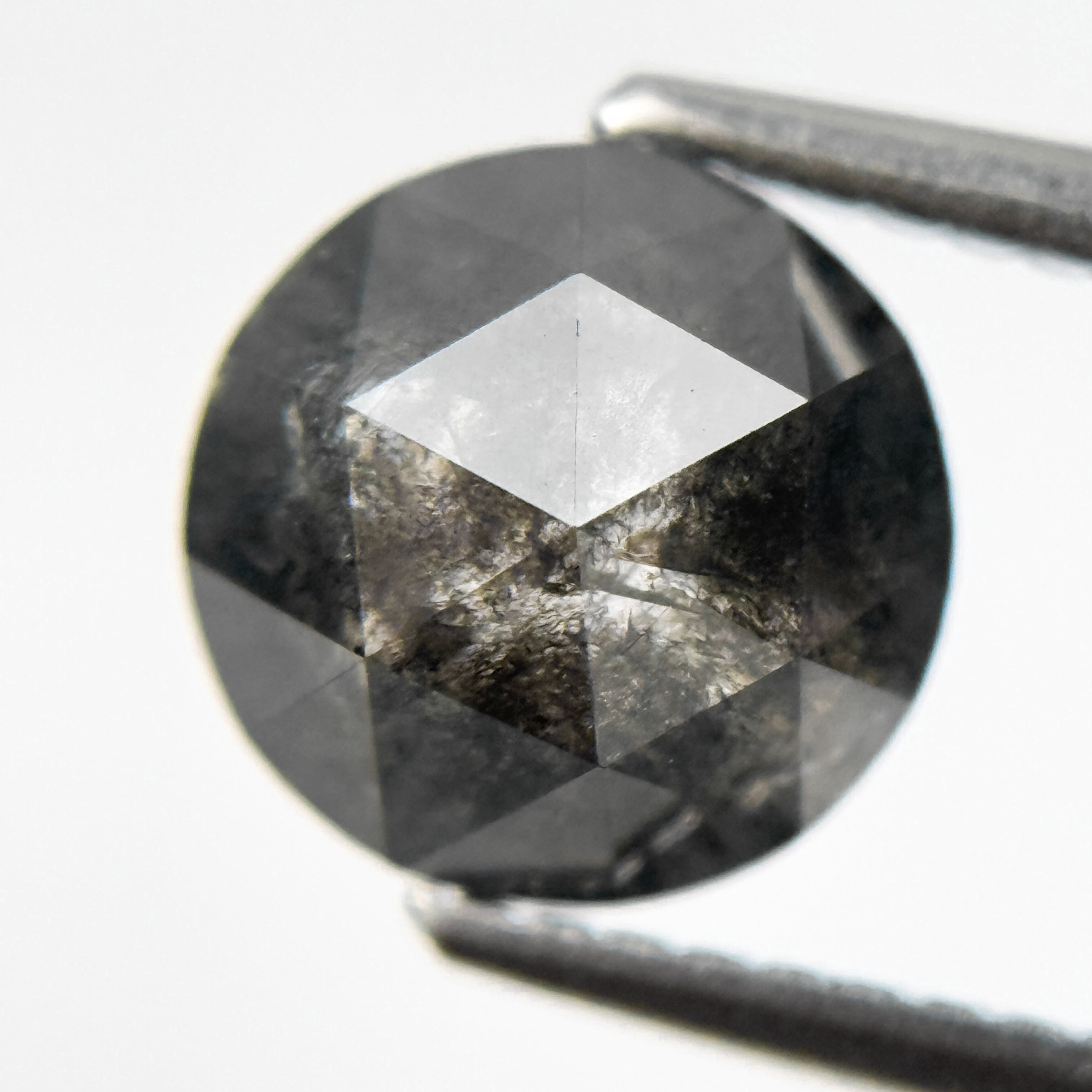2.10 Ct Round Rose Cut Grey Natural Salt and Pepper Diamond