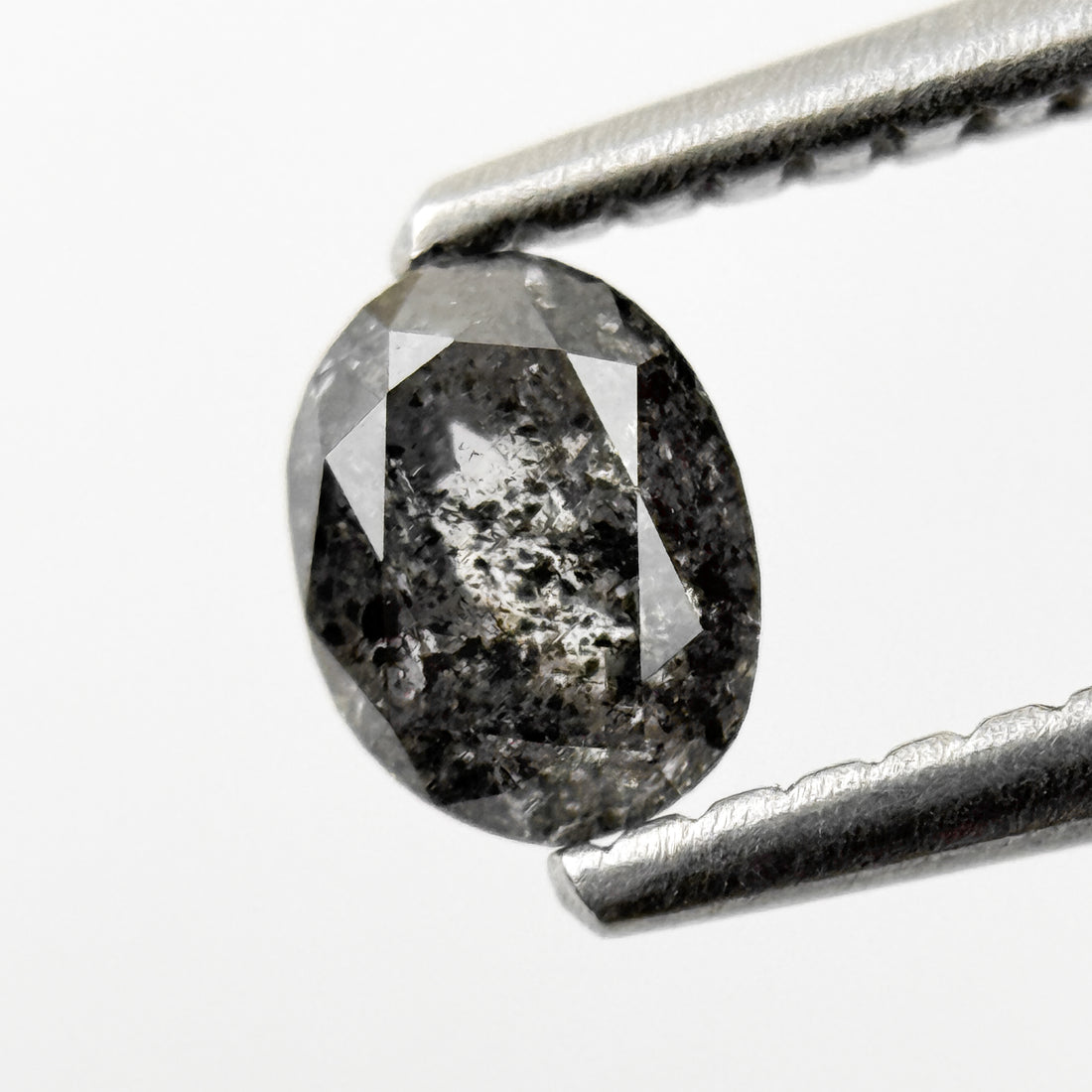 0.44 Ct Oval Rose Cut Grey Natural Salt and Pepper Diamond