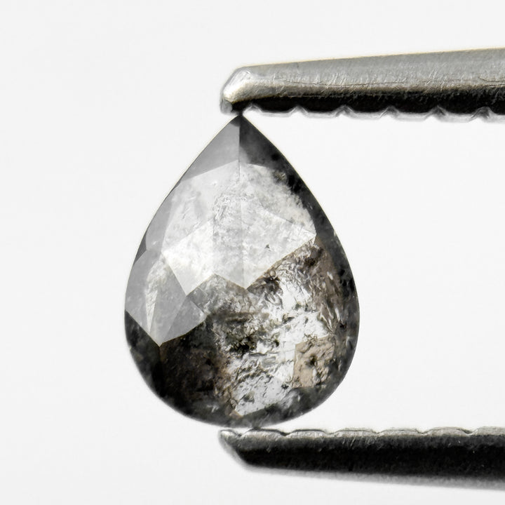 0.35 Ct Pear Rose Cut Grey Natural Salt and Pepper Diamond