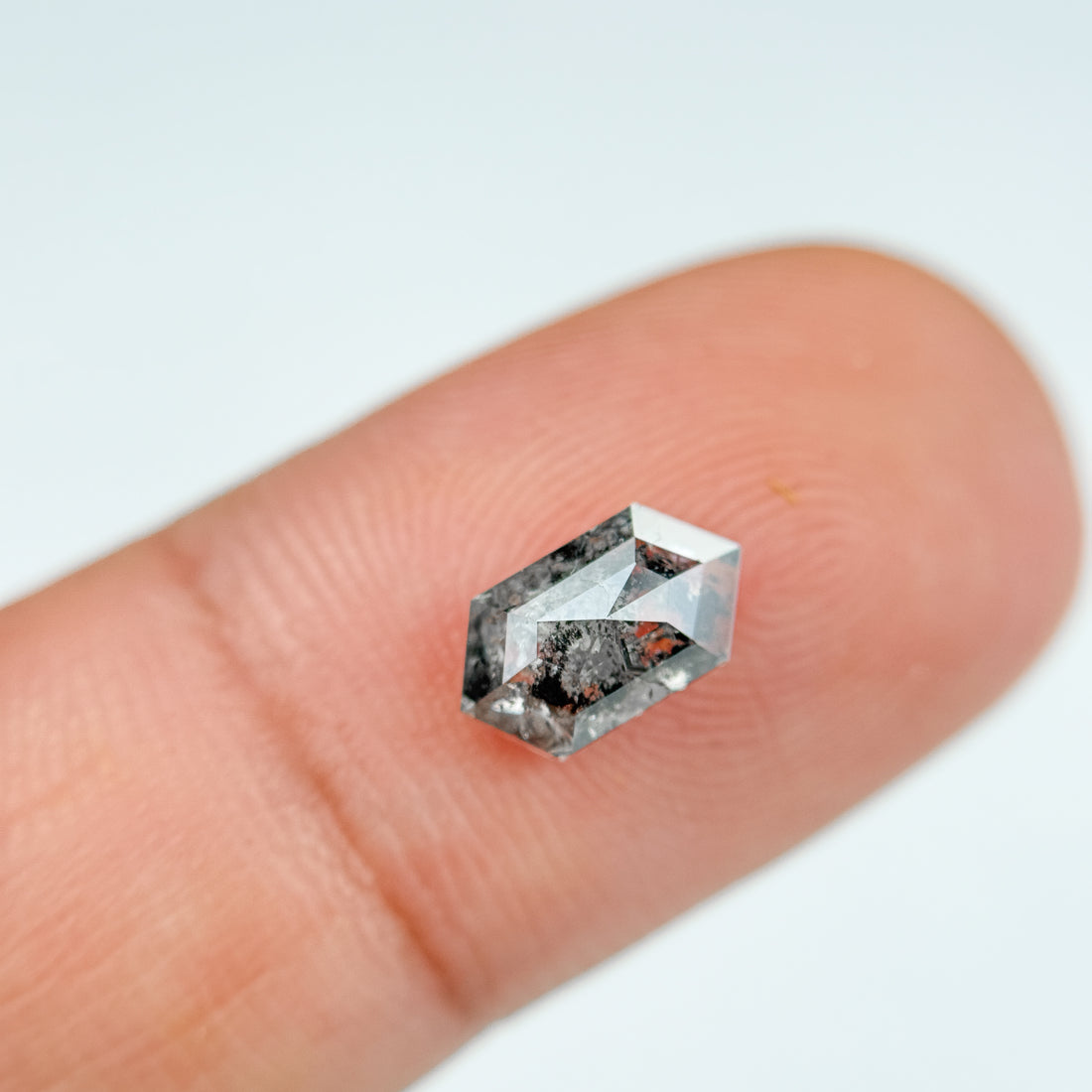 1.29 Ct Hexagon Rose Cut Grey Natural Salt and Pepper Diamond