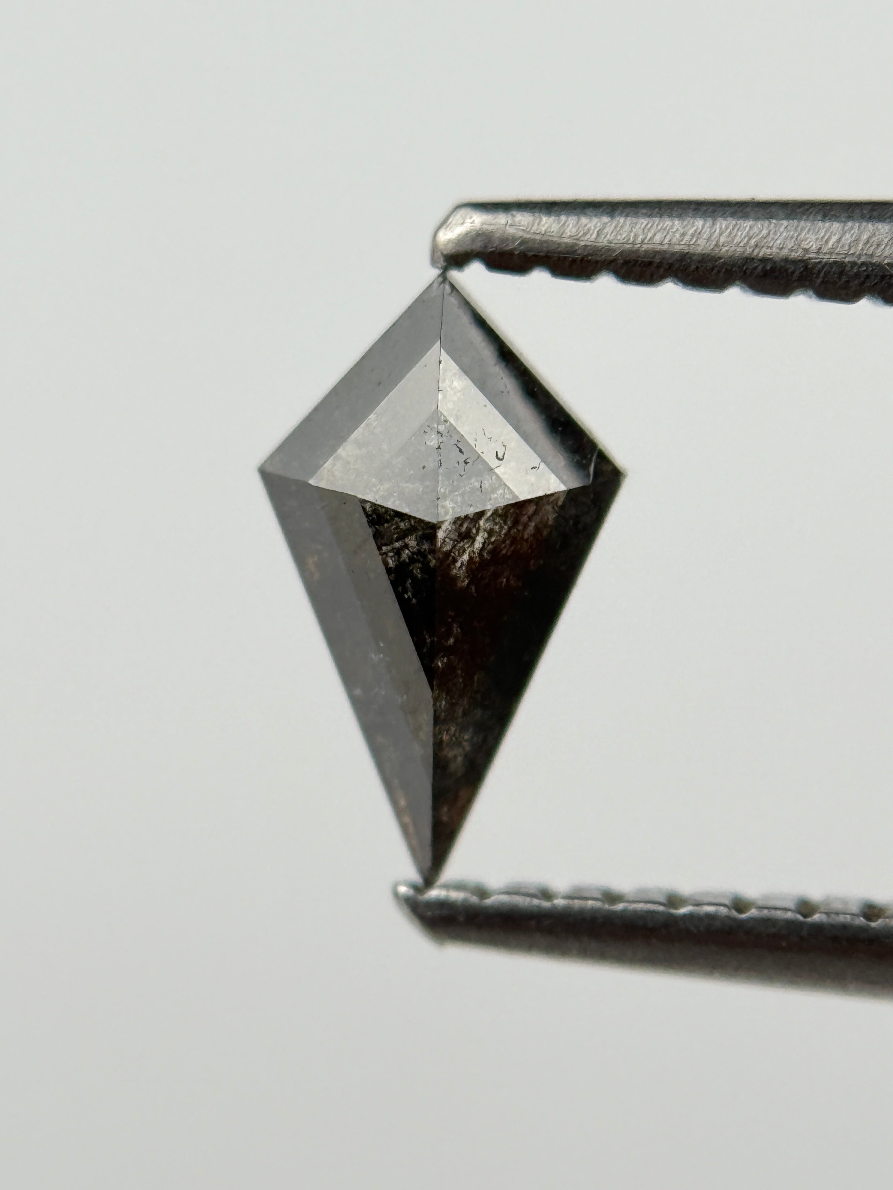 0.48 Ct Kite Rose Cut Black Natural Salt and Pepper Diamond