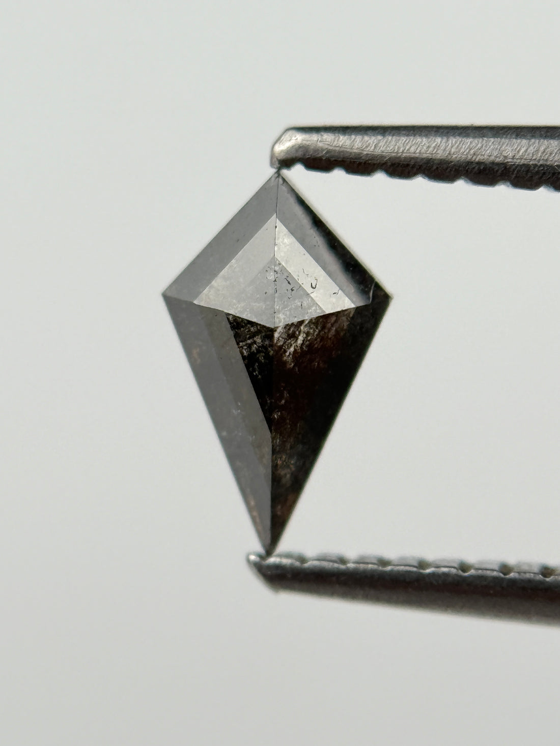 0.48 Ct Kite Rose Cut Black Natural Salt and Pepper Diamond