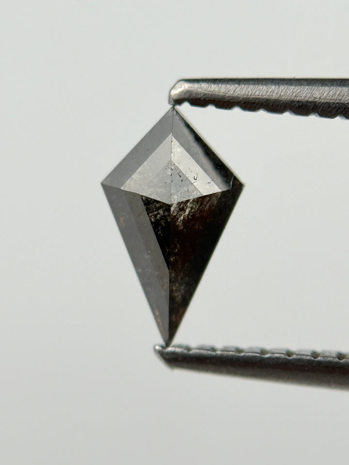 0.48 Ct Kite Rose Cut Black Natural Salt and Pepper Diamond