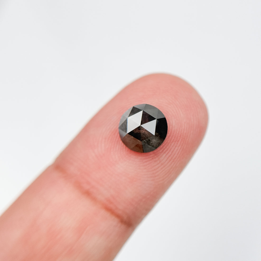 2.10 Ct Round Rose Cut Grey Natural Salt and Pepper Diamond