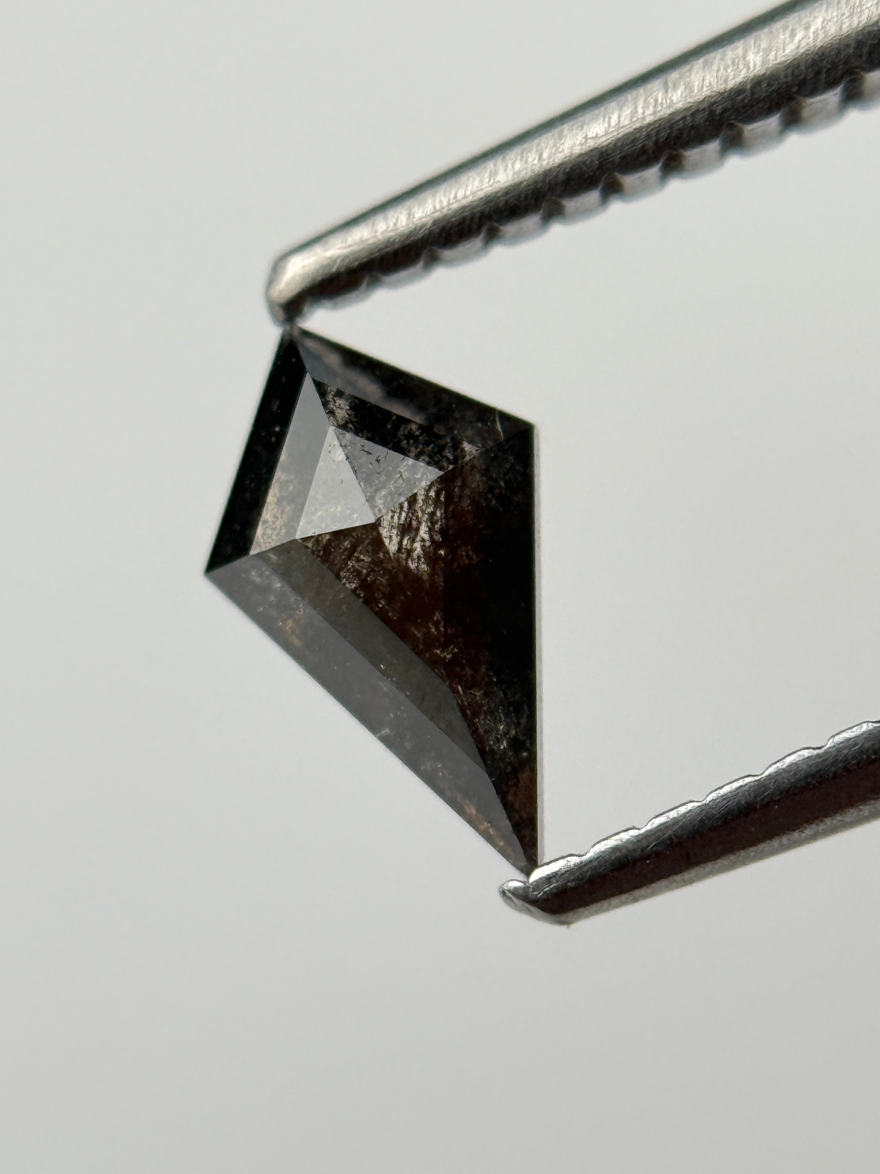 0.48 Ct Kite Rose Cut Black Natural Salt and Pepper Diamond