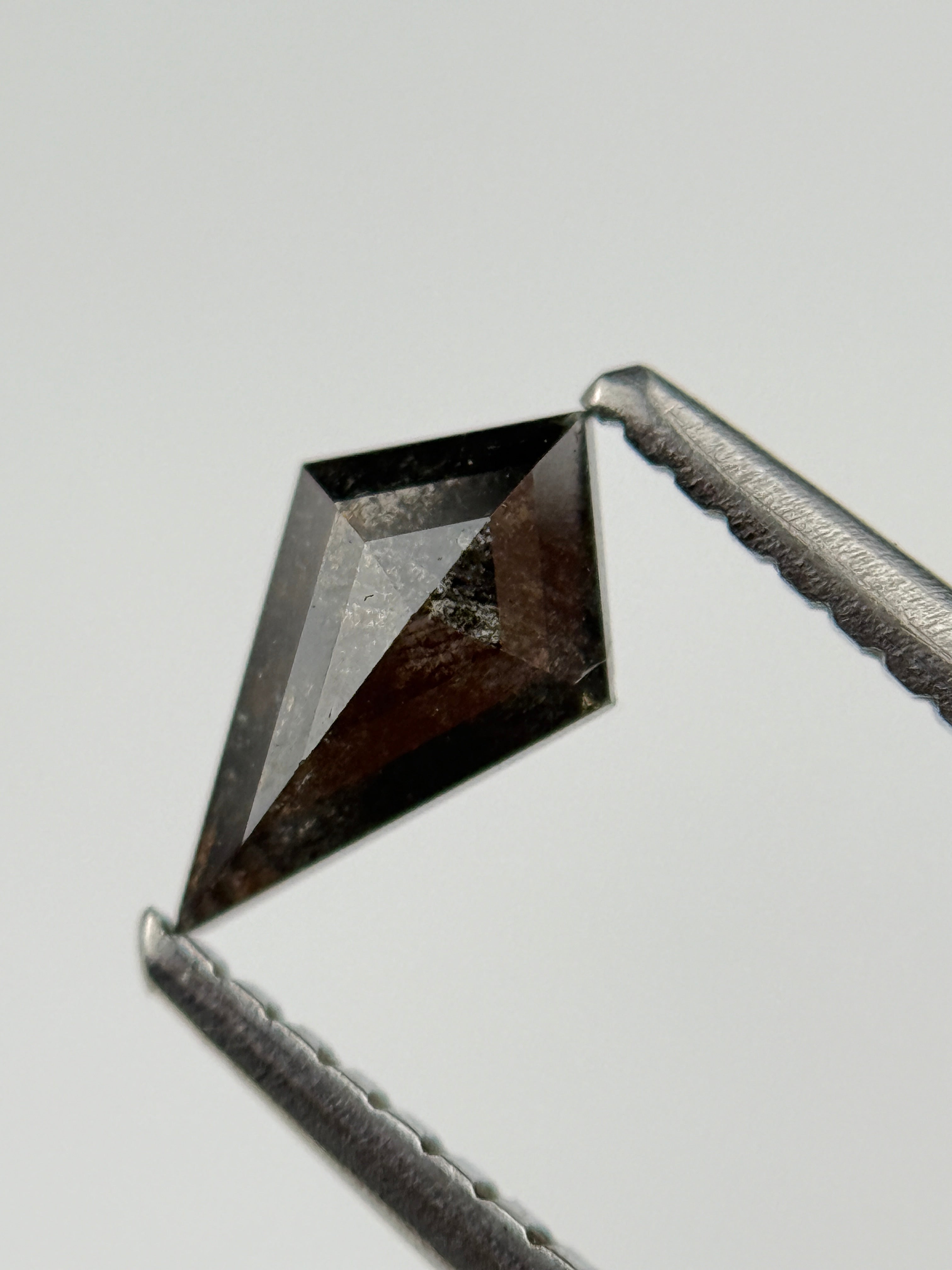 0.48 Ct Kite Rose Cut Black Natural Salt and Pepper Diamond