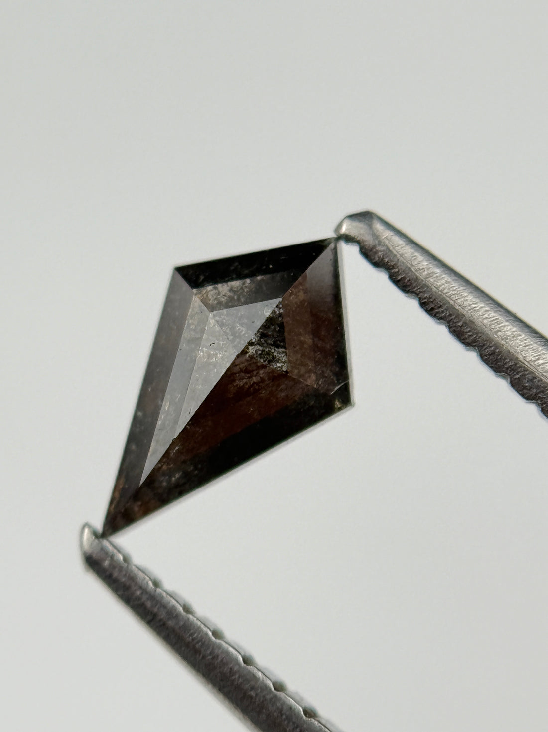0.48 Ct Kite Rose Cut Black Natural Salt and Pepper Diamond