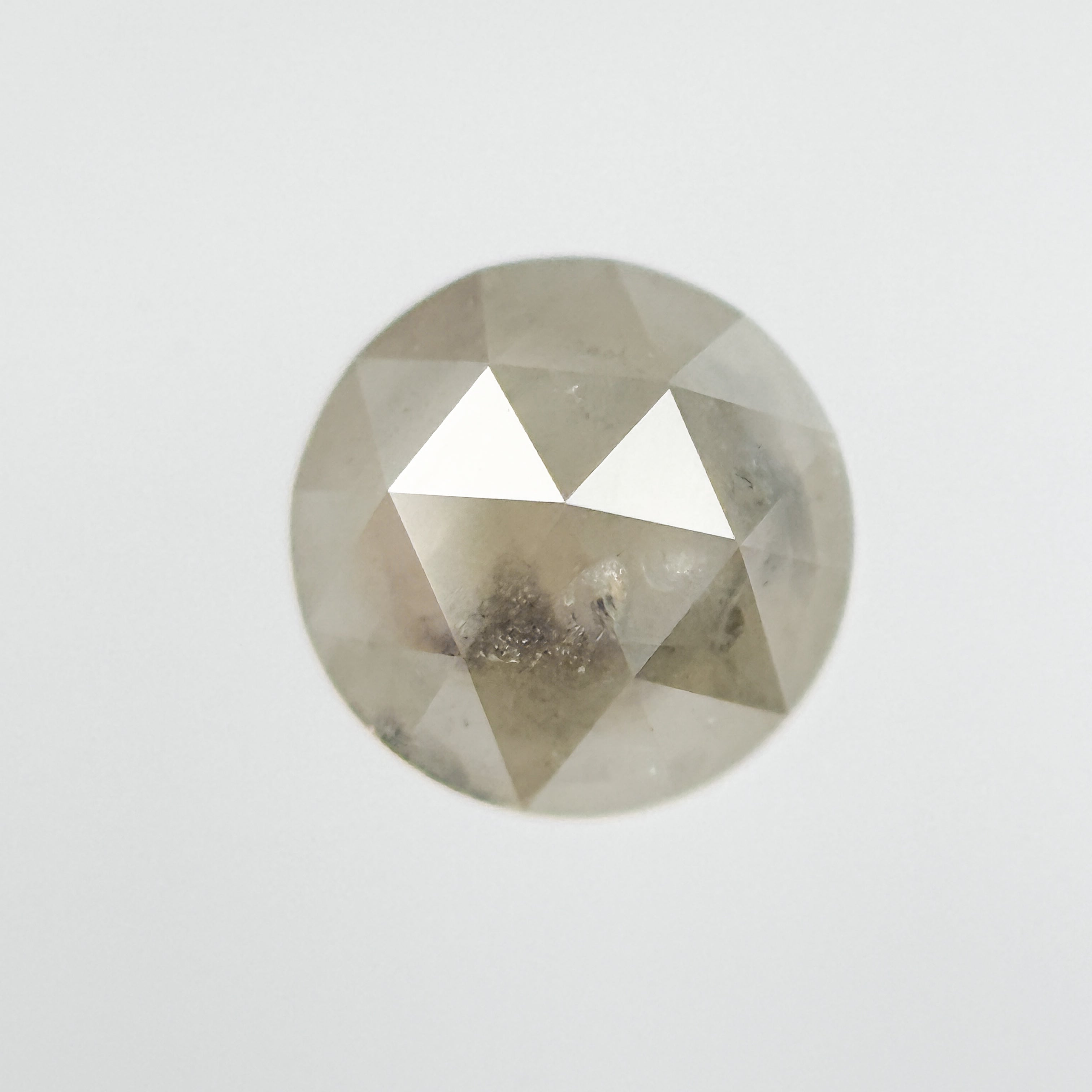 1.16 Ct Round Rose Cut Grey Natural Salt and Pepper Diamond