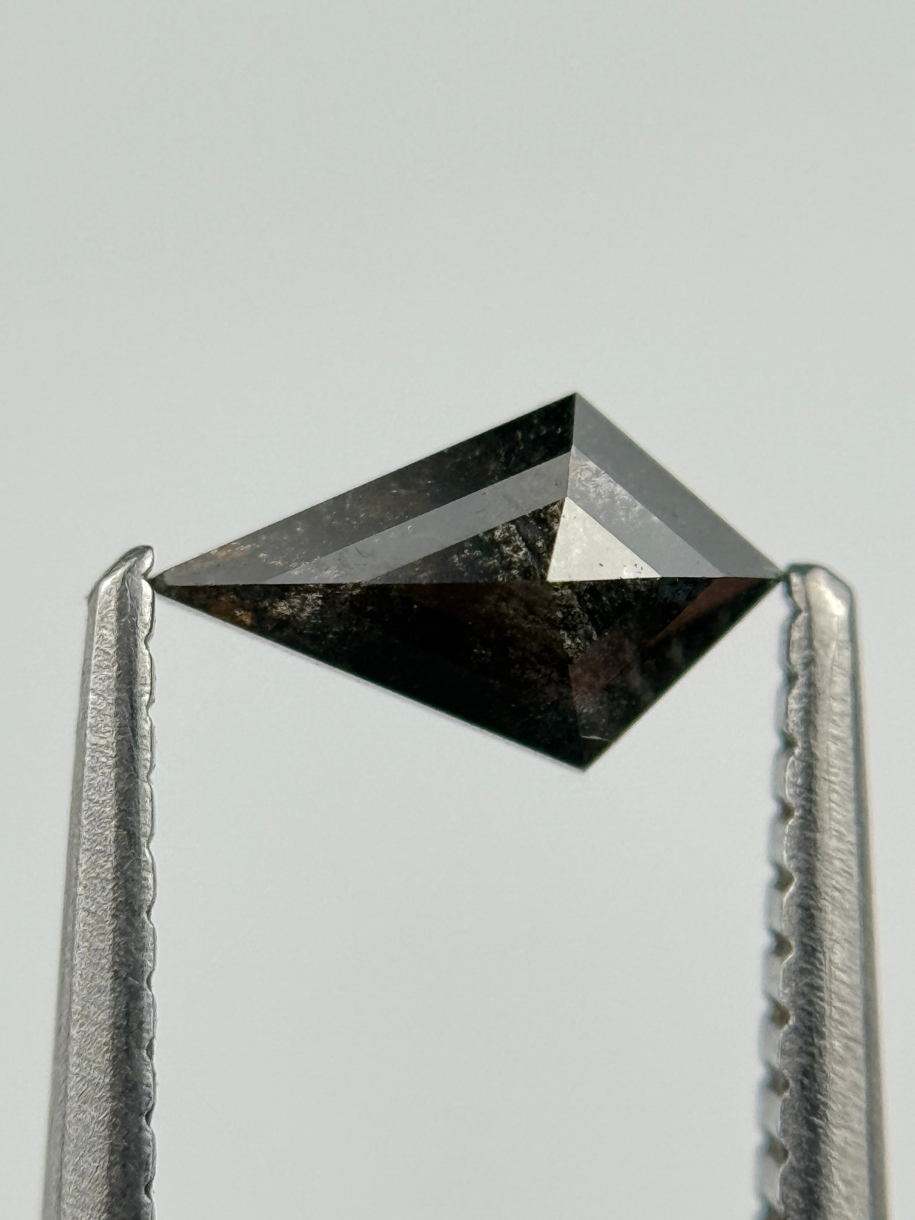 0.48 Ct Kite Rose Cut Black Natural Salt and Pepper Diamond