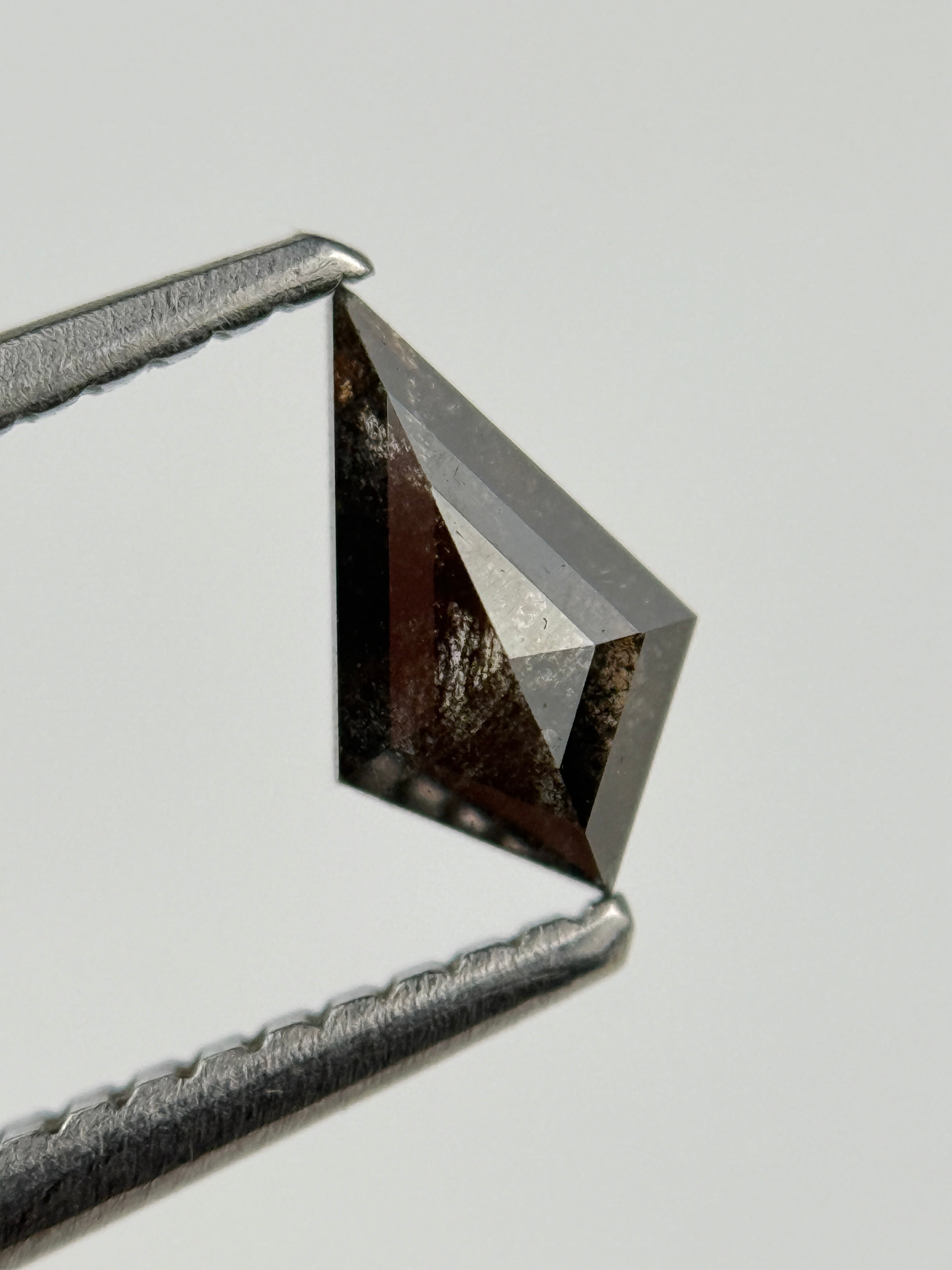 0.48 Ct Kite Rose Cut Black Natural Salt and Pepper Diamond